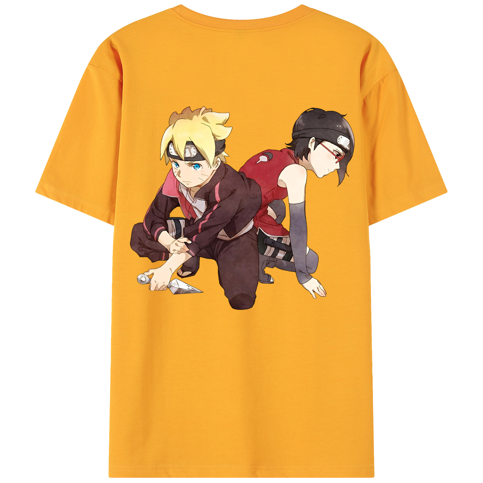 （画像用） NARUTO -ナルト- うちは サラダ Uchiha Sarada 綿100％ メンズ半袖Tシャツ（バックプリント） 通気性