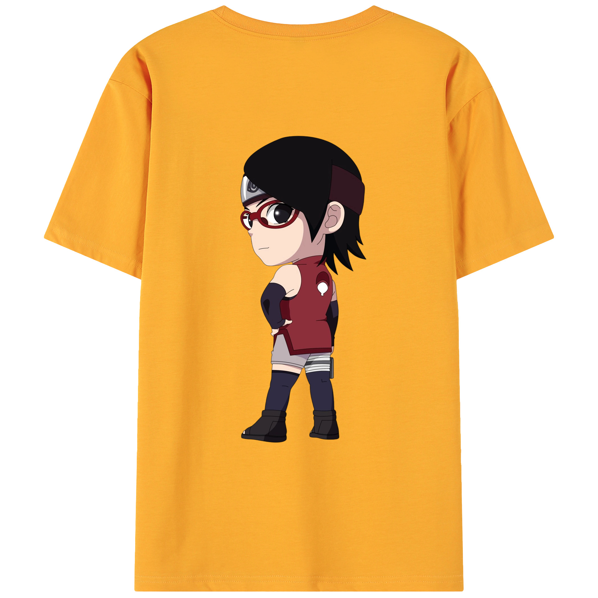 （画像用） NARUTO -ナルト- うちは サラダ Uchiha Sarada 綿100％ メンズ半袖Tシャツ（バックプリント） 通気性
