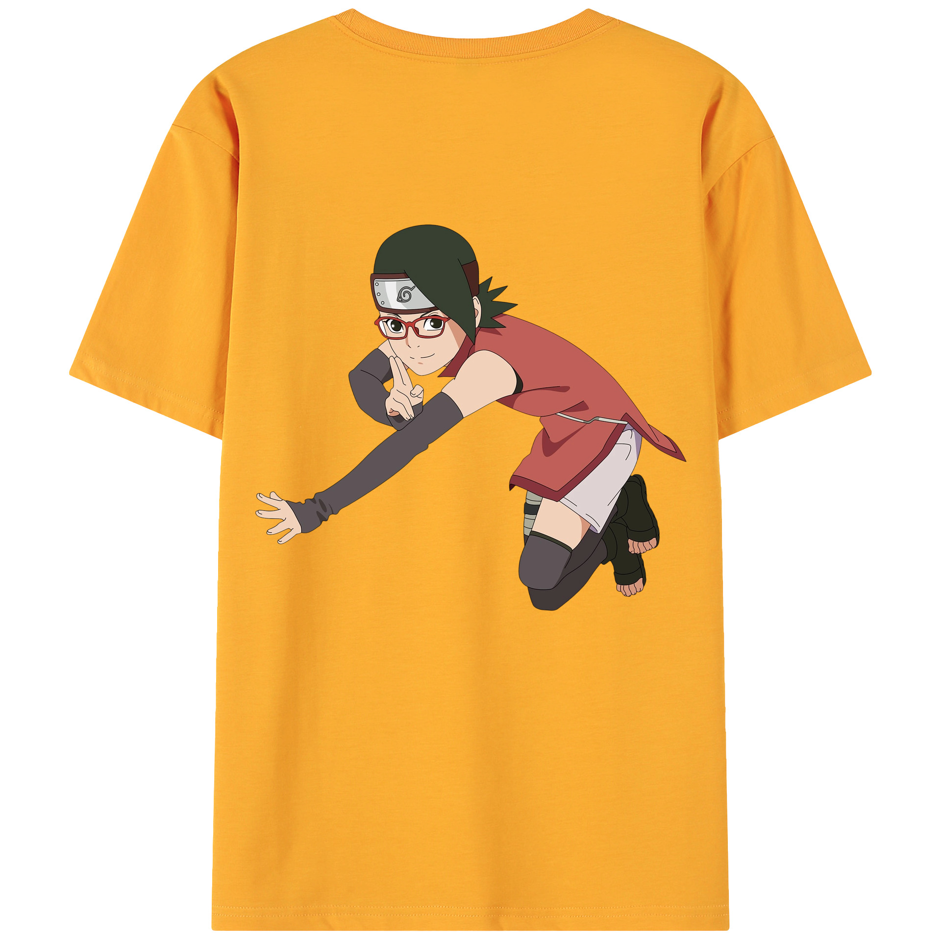 （画像用） NARUTO -ナルト- うちは サラダ Uchiha Sarada 綿100％ メンズ半袖Tシャツ（バックプリント） 通気性