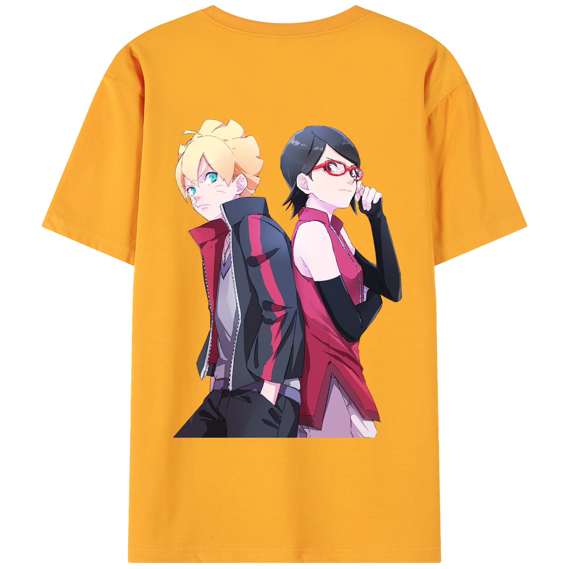 （画像用） NARUTO -ナルト- うちは サラダ Uchiha Sarada 綿100％ メンズ半袖Tシャツ（バックプリント） 通気性
