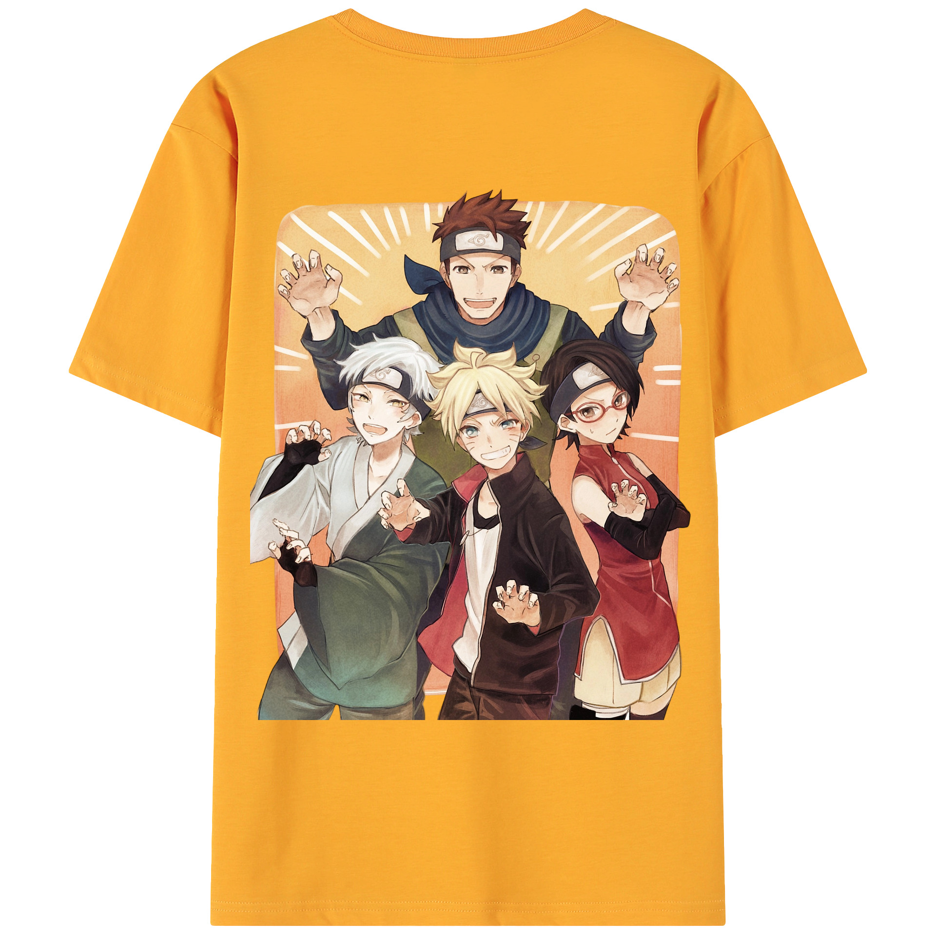 （画像用） NARUTO -ナルト- うちは サラダ Uchiha Sarada 綿100％ メンズ半袖Tシャツ（バックプリント） 通気性