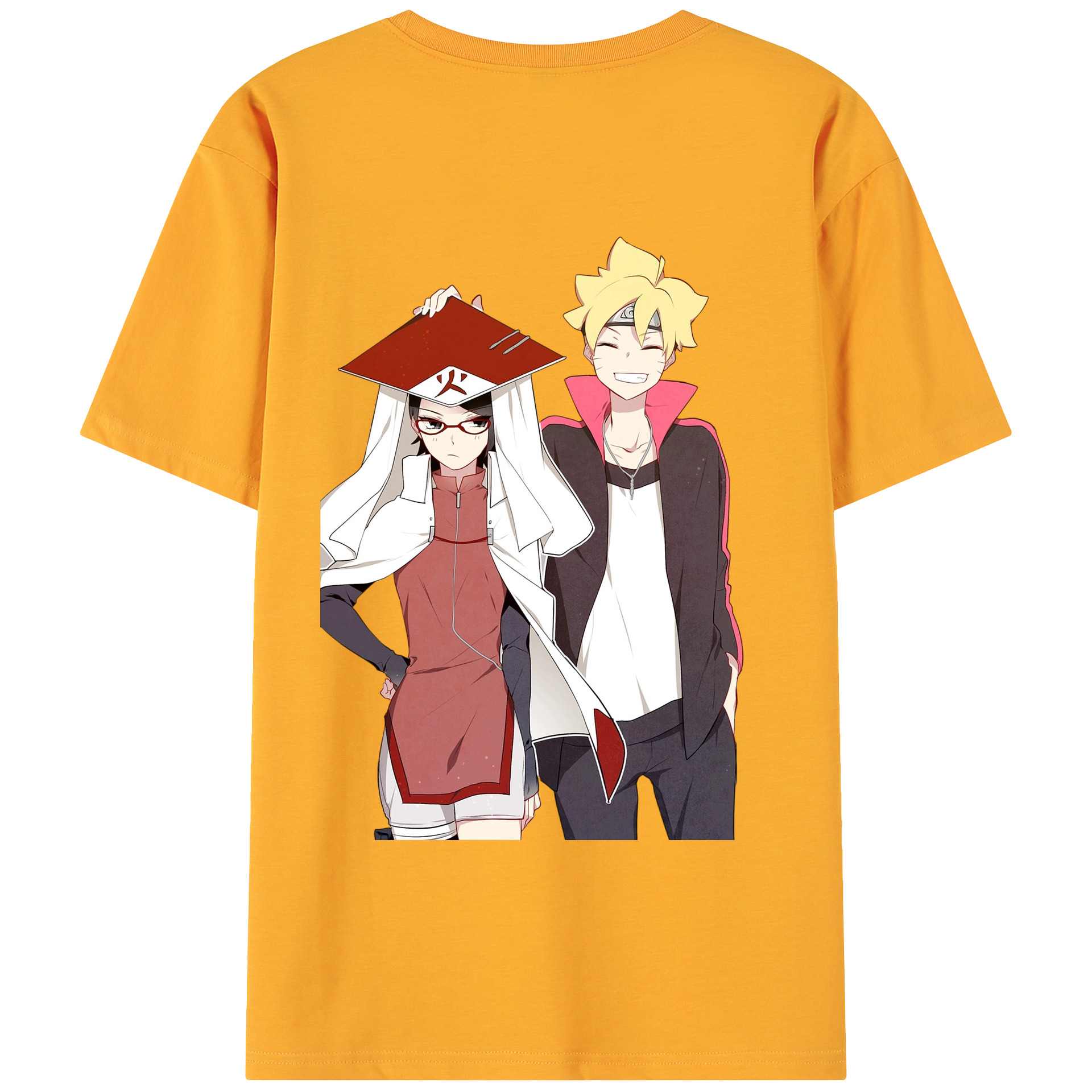 （画像用） NARUTO -ナルト- うちは サラダ Uchiha Sarada 綿100％ メンズ半袖Tシャツ（バックプリント） 通気性