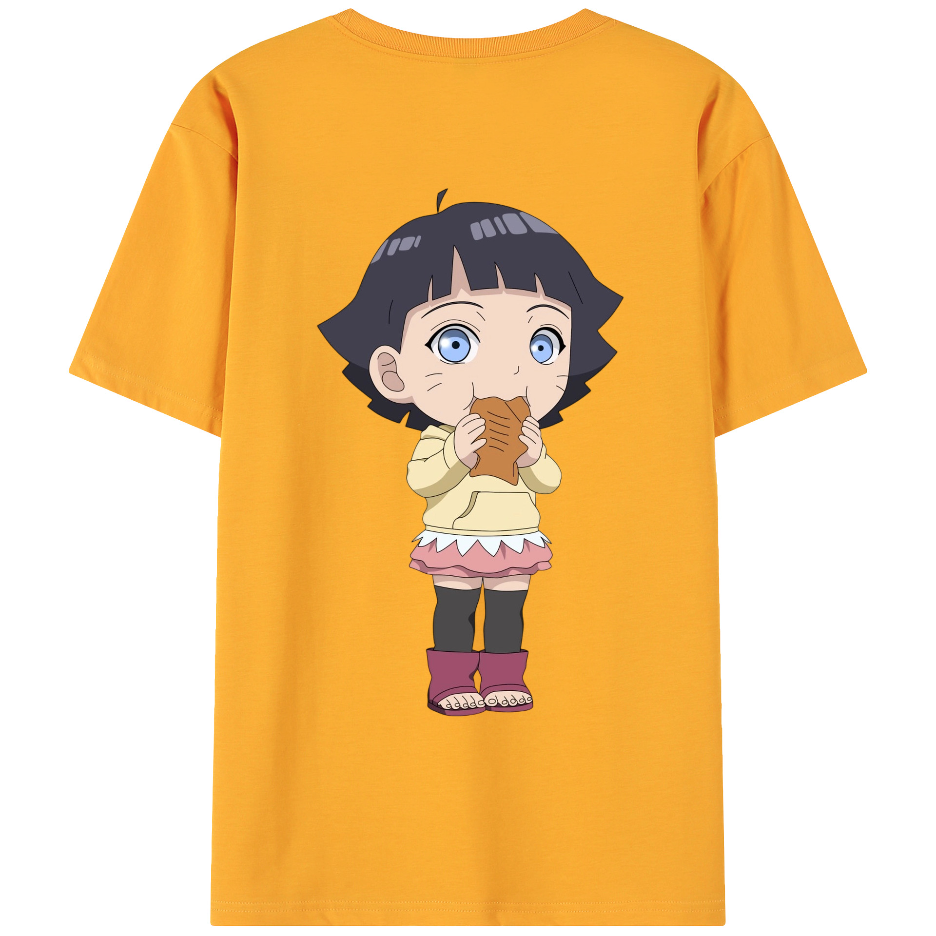 （画像用） NARUTO -ナルト- うずまき ヒマワリ Uzumaki Himawari 綿100％ メンズ半袖Tシャツ（バックプリント） 通気性