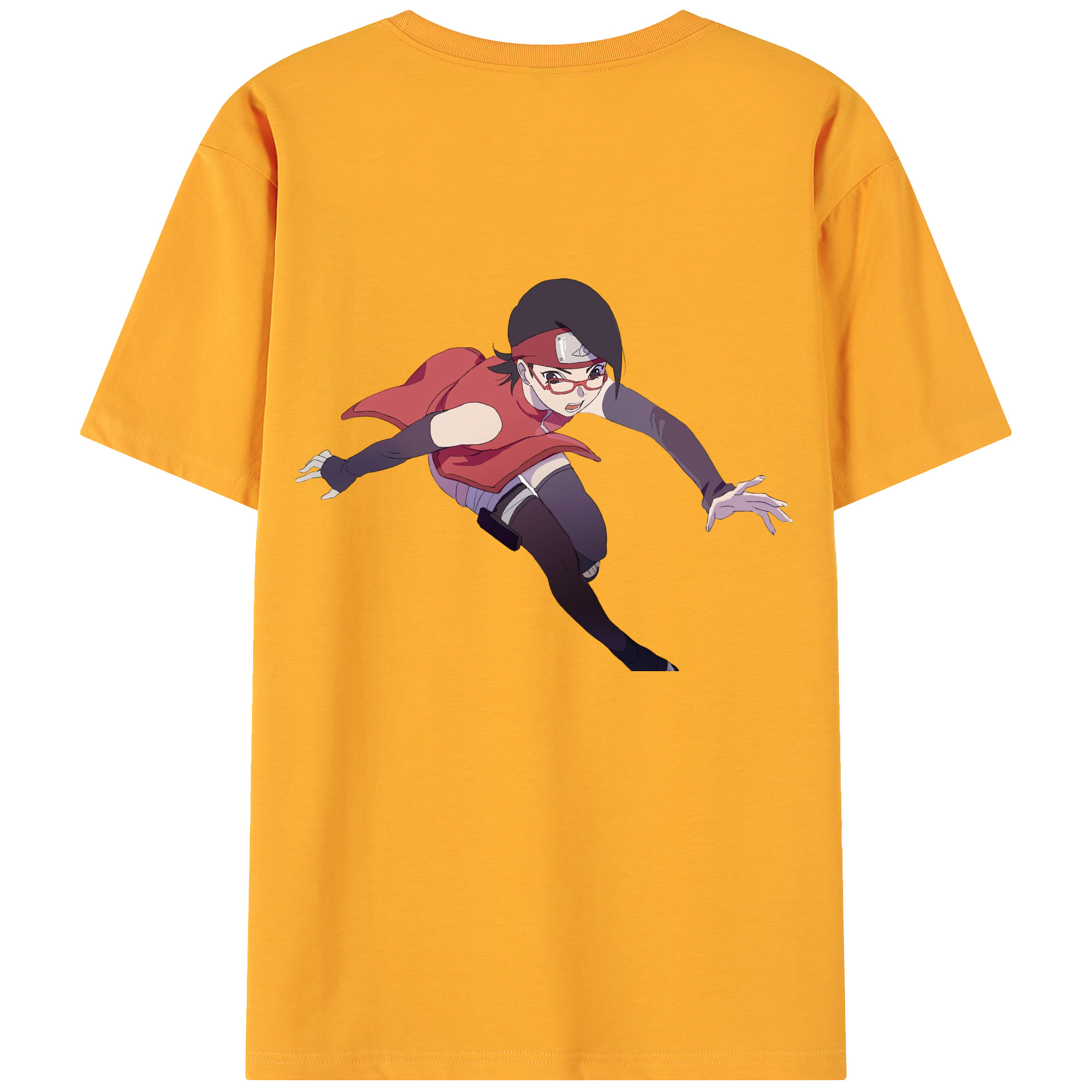 （画像用） NARUTO -ナルト- うちは サラダ Uchiha Sarada 綿100％ メンズ半袖Tシャツ（バックプリント） 通気性