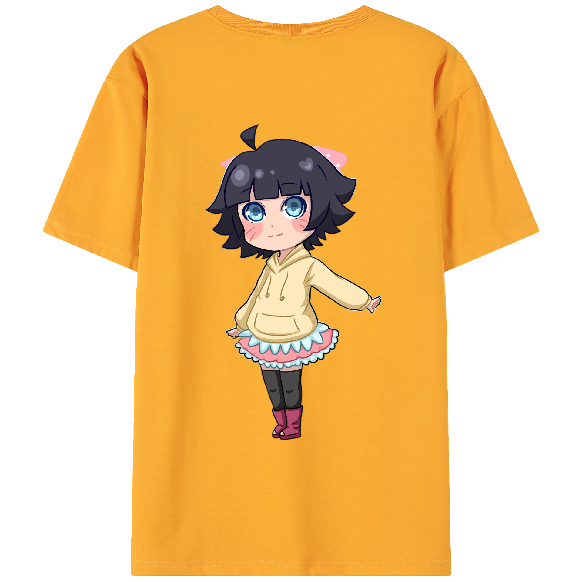 （画像用） NARUTO -ナルト- うずまき ヒマワリ Uzumaki Himawari 綿100％ メンズ半袖Tシャツ（バックプリント） 通気性