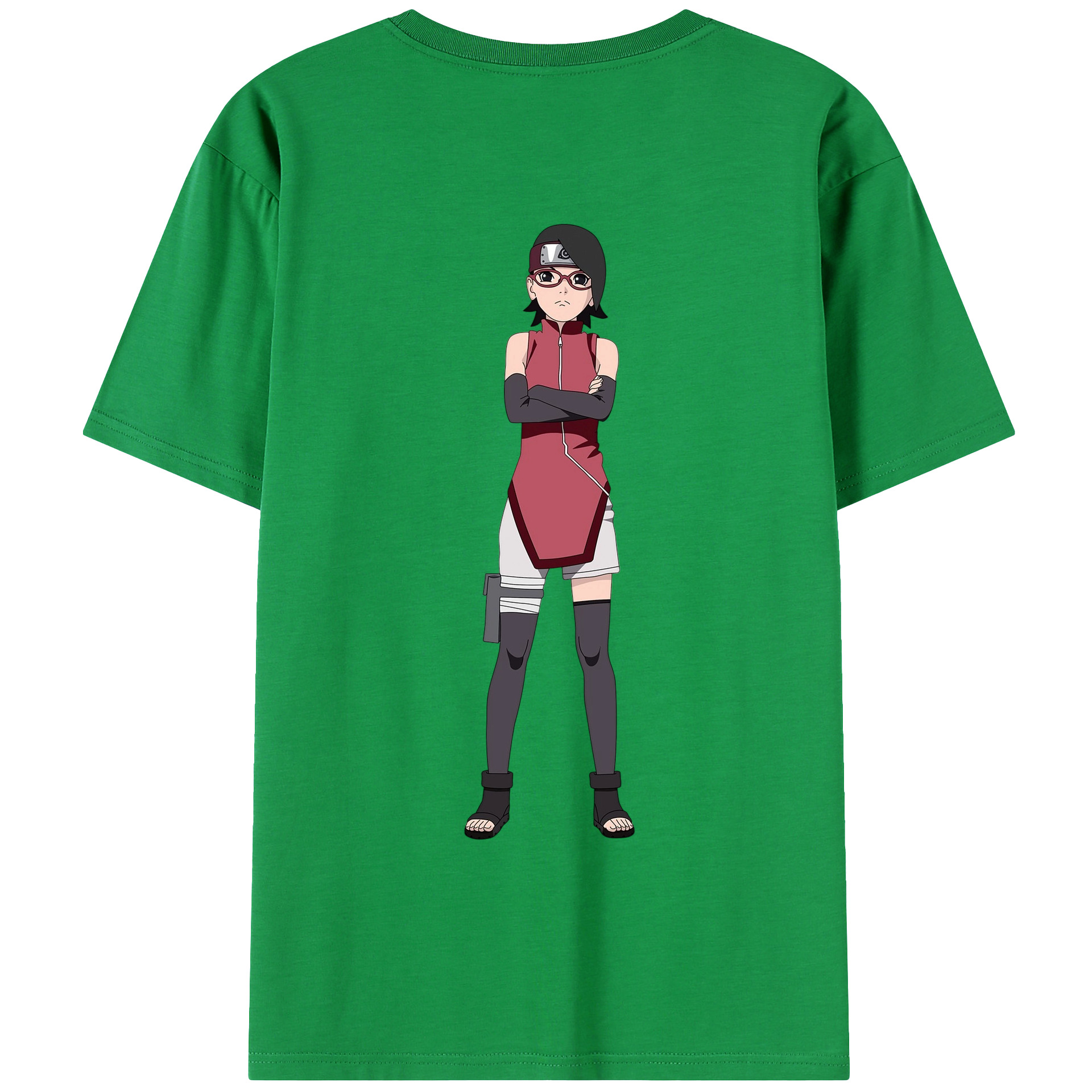 （画像用） NARUTO -ナルト- うちは サラダ Uchiha Sarada 綿100％ メンズ半袖Tシャツ（バックプリント） 通気性