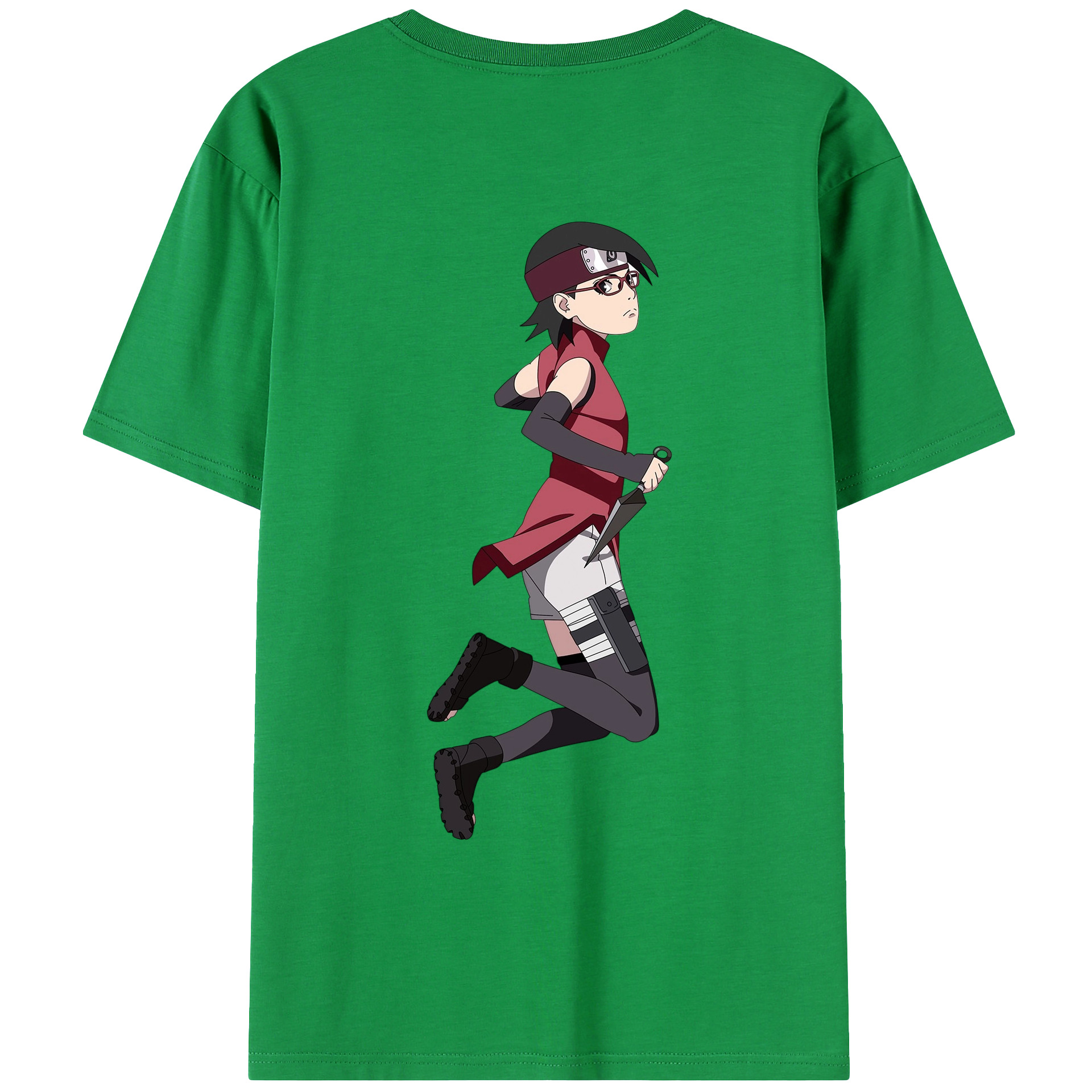 （画像用） NARUTO -ナルト- うちは サラダ Uchiha Sarada 綿100％ メンズ半袖Tシャツ（バックプリント） 通気性