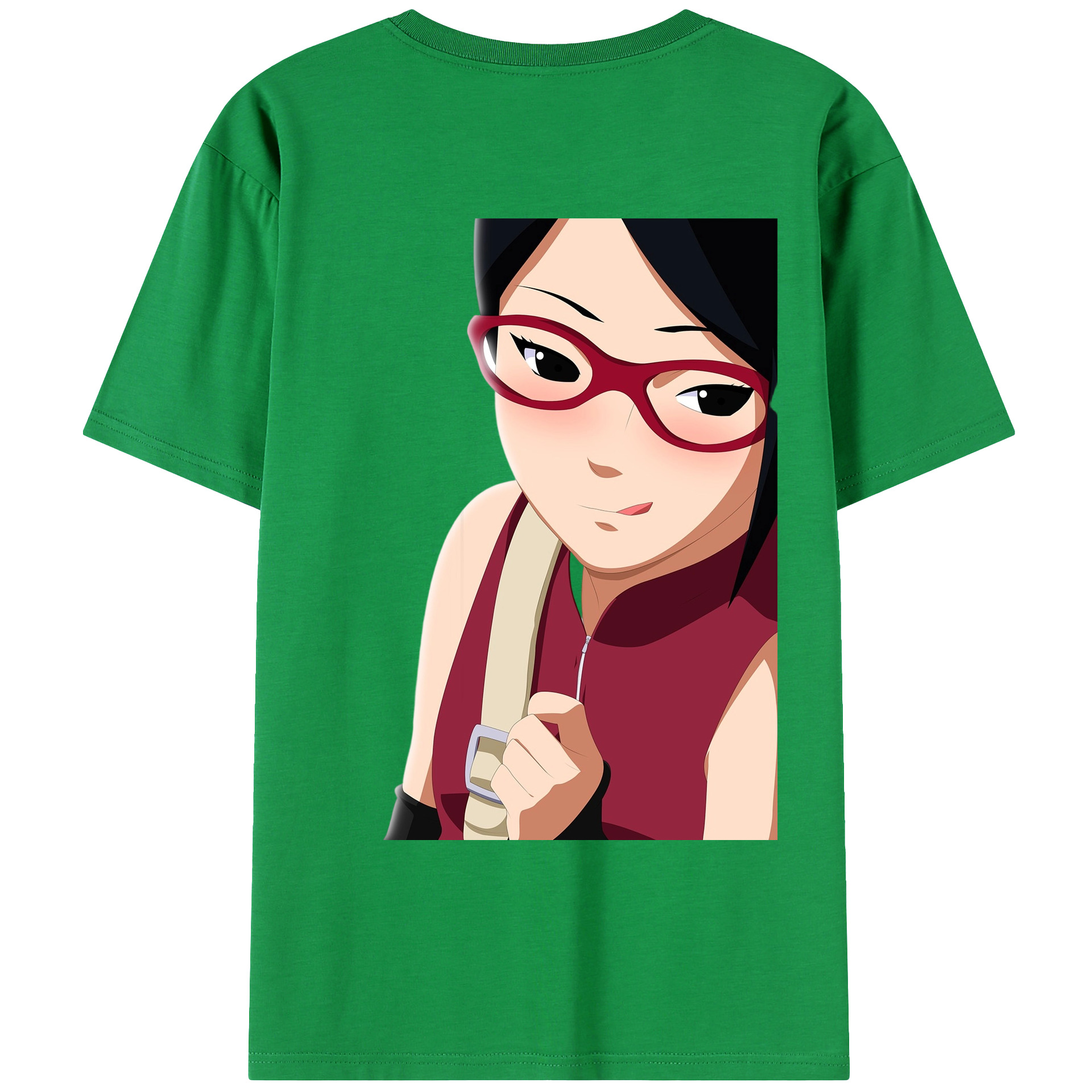 （画像用） NARUTO -ナルト- うちは サラダ Uchiha Sarada 綿100％ メンズ半袖Tシャツ（バックプリント） 通気性