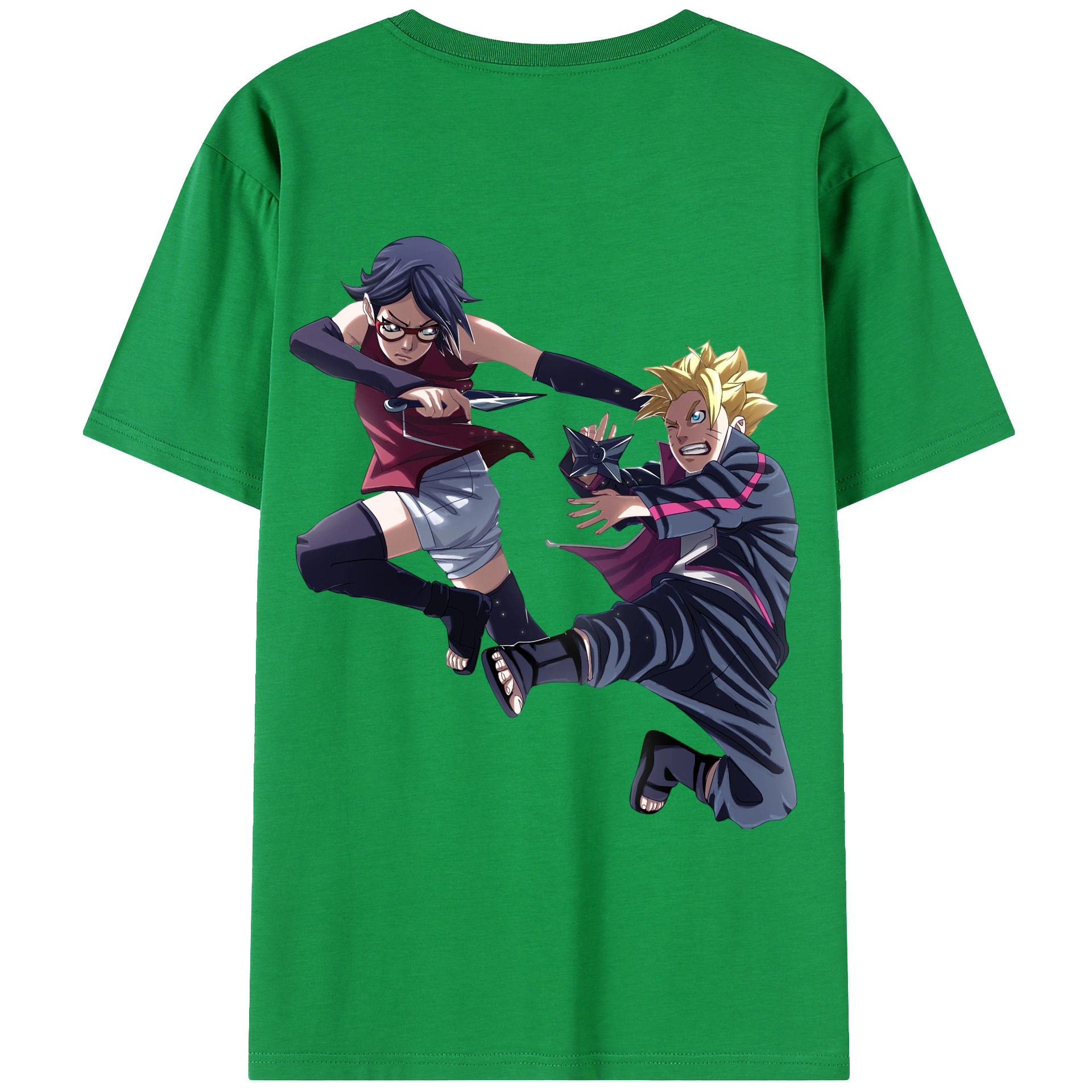 （画像用） NARUTO -ナルト- うちは サラダ Uchiha Sarada 綿100％ メンズ半袖Tシャツ（バックプリント） 通気性