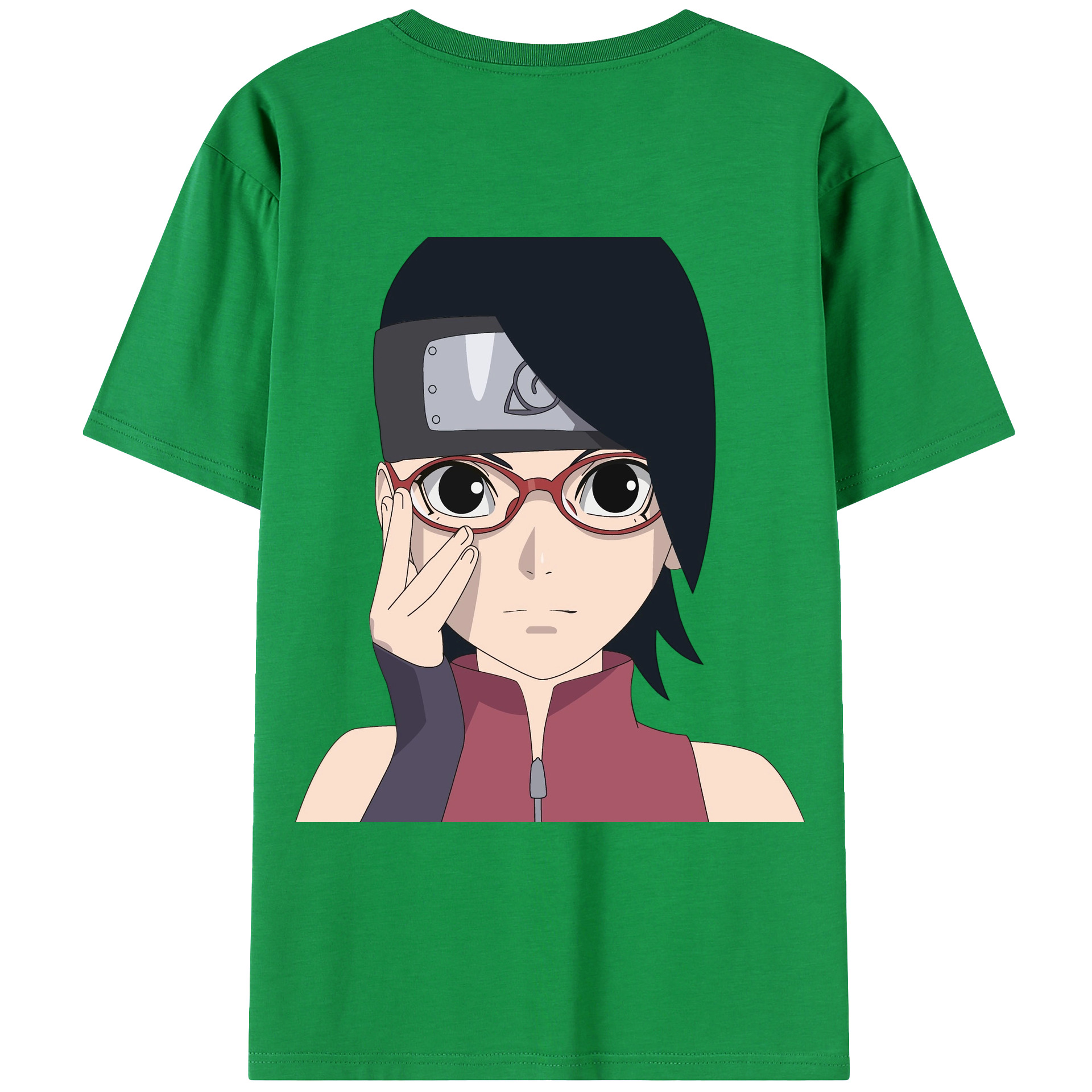 （画像用） NARUTO -ナルト- うちは サラダ Uchiha Sarada 綿100％ メンズ半袖Tシャツ（バックプリント） 通気性