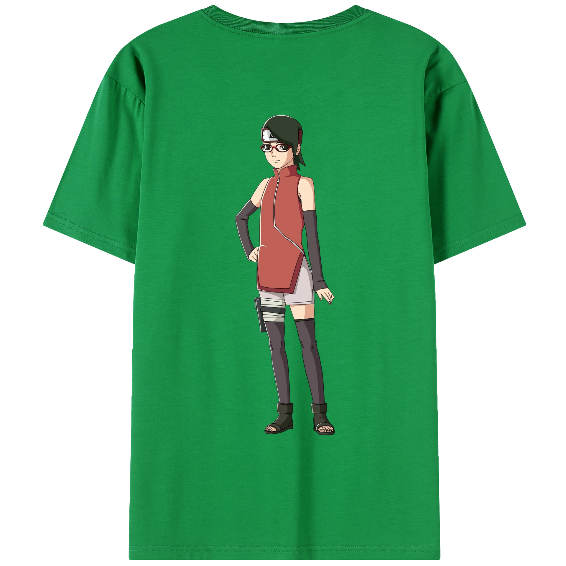 （画像用） NARUTO -ナルト- うちは サラダ Uchiha Sarada 綿100％ メンズ半袖Tシャツ（バックプリント） 通気性