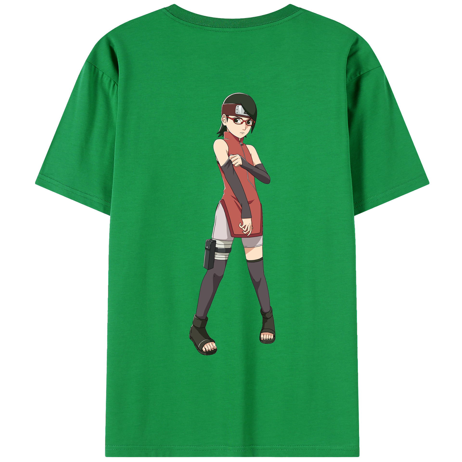 （画像用） NARUTO -ナルト- うちは サラダ Uchiha Sarada 綿100％ メンズ半袖Tシャツ（バックプリント） 通気性