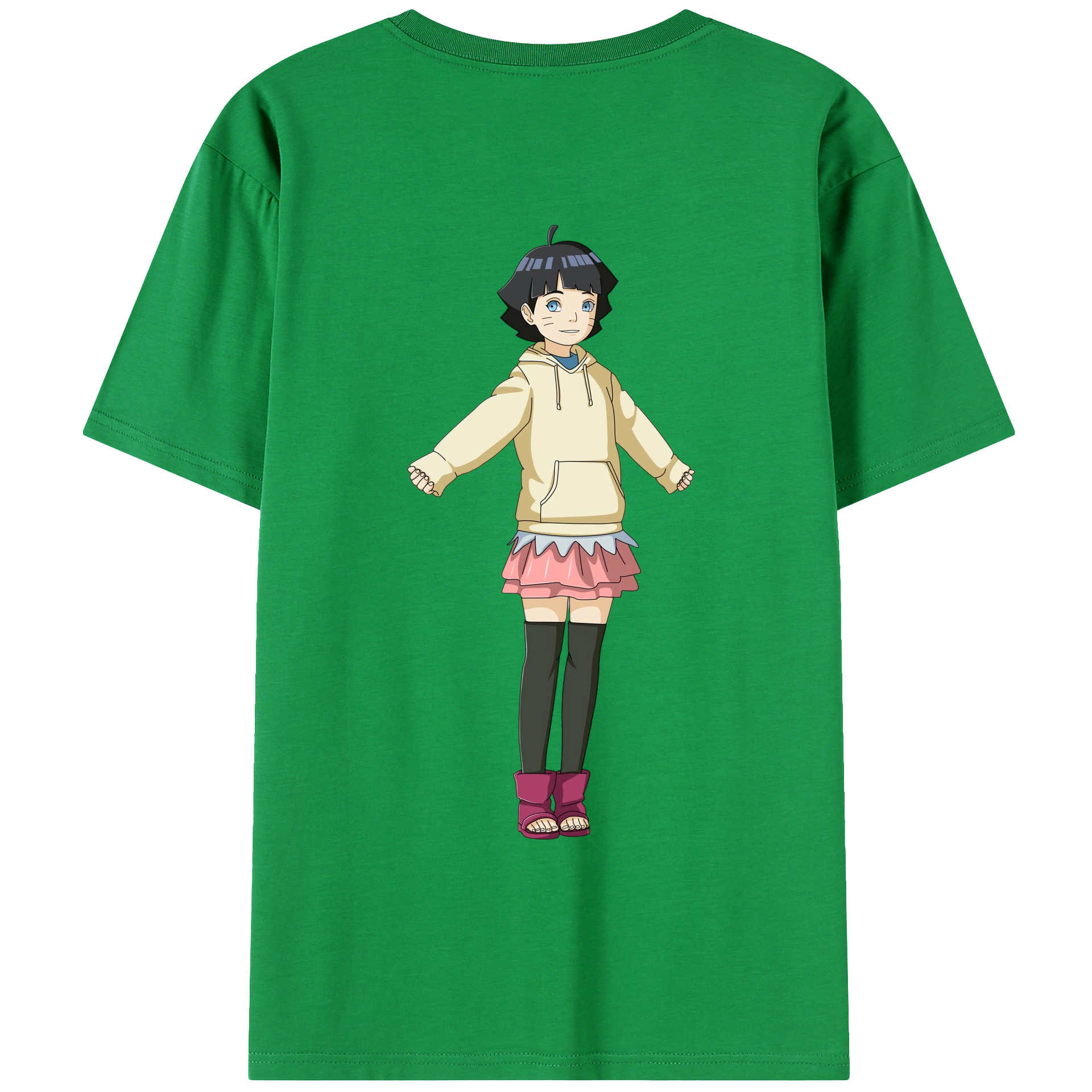 （画像用） NARUTO -ナルト- うずまき ヒマワリ Uzumaki Himawari 綿100％ メンズ半袖Tシャツ（バックプリント） 通気性