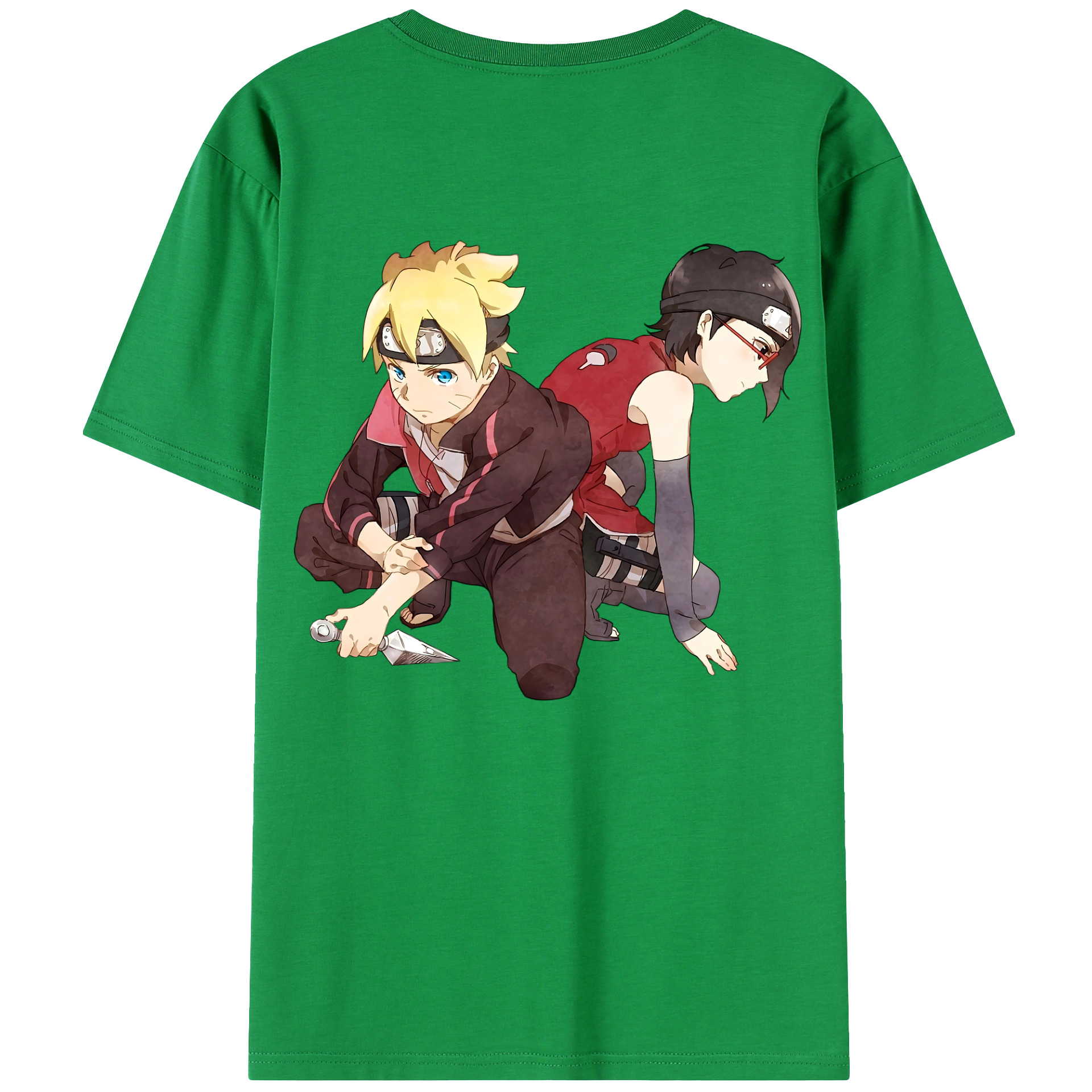 （画像用） NARUTO -ナルト- うちは サラダ Uchiha Sarada 綿100％ メンズ半袖Tシャツ（バックプリント） 通気性