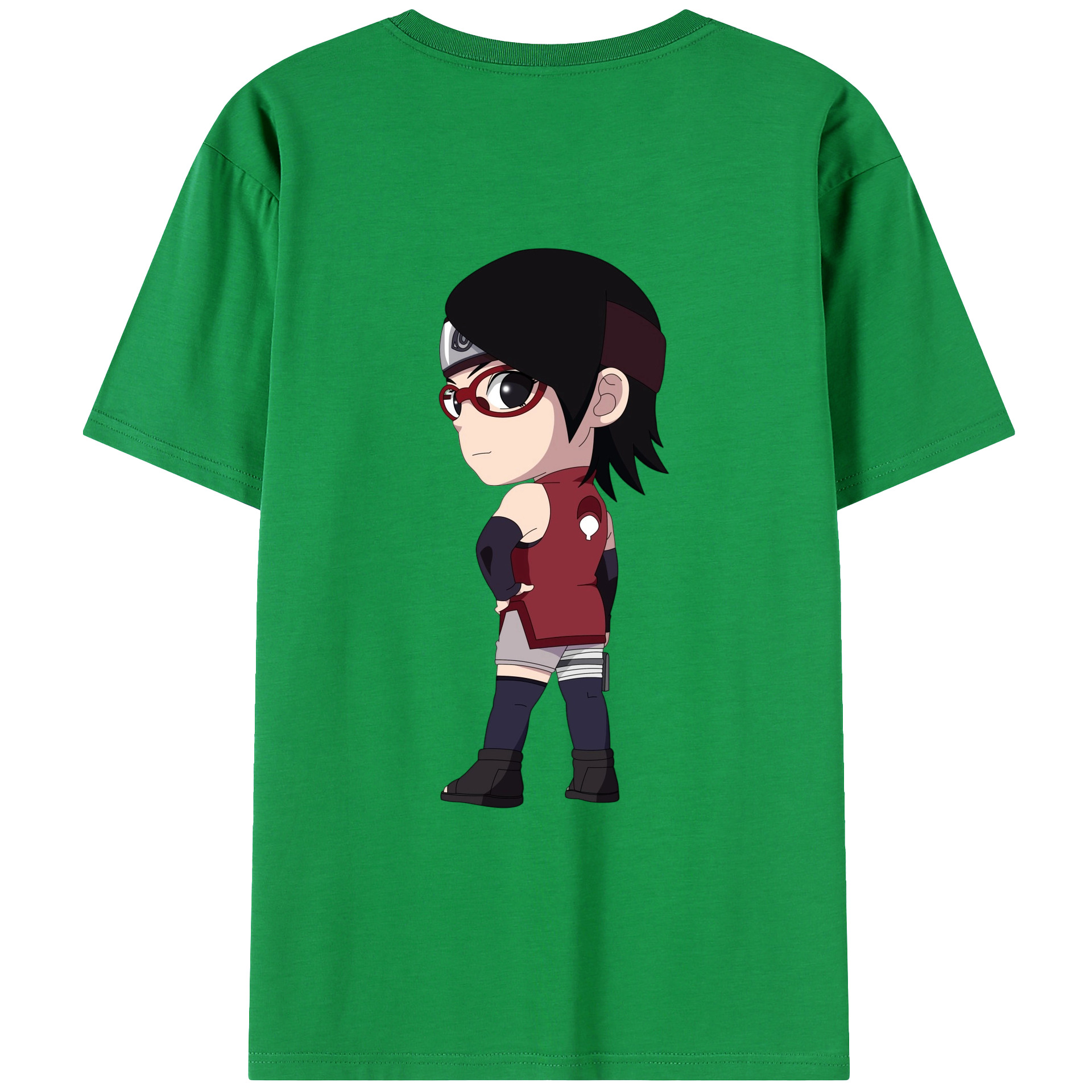 （画像用） NARUTO -ナルト- うちは サラダ Uchiha Sarada 綿100％ メンズ半袖Tシャツ（バックプリント） 通気性