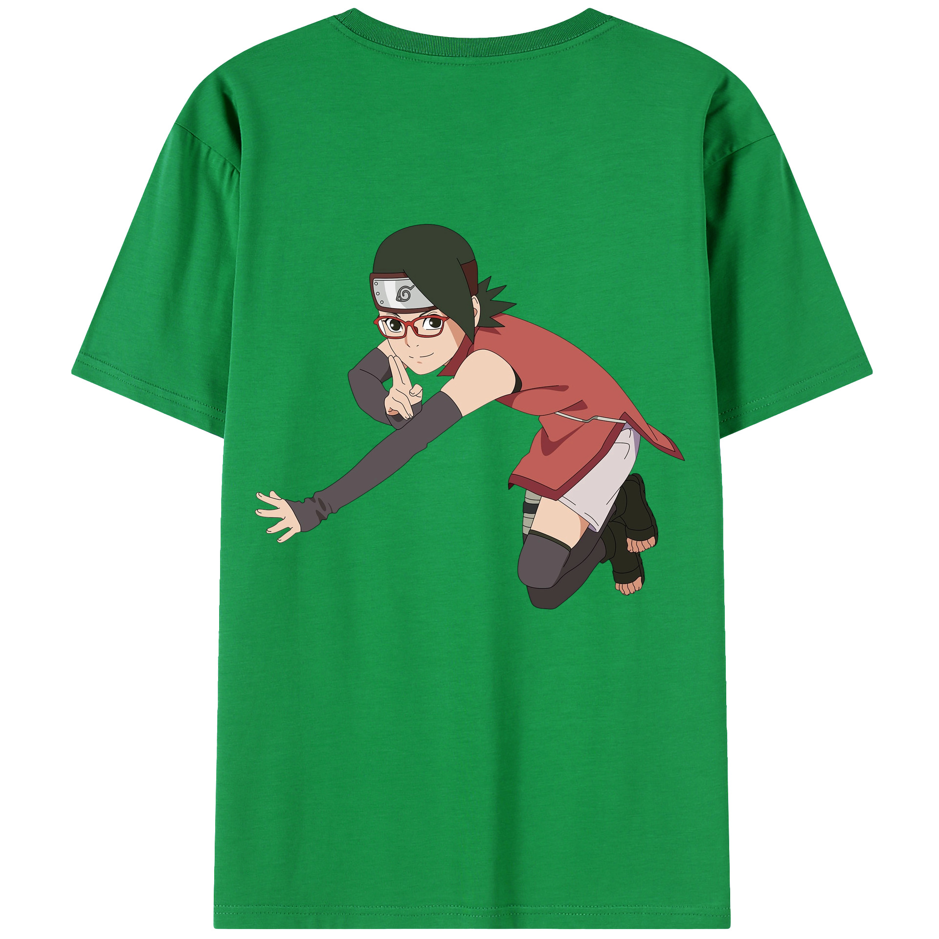 （画像用） NARUTO -ナルト- うちは サラダ Uchiha Sarada 綿100％ メンズ半袖Tシャツ（バックプリント） 通気性