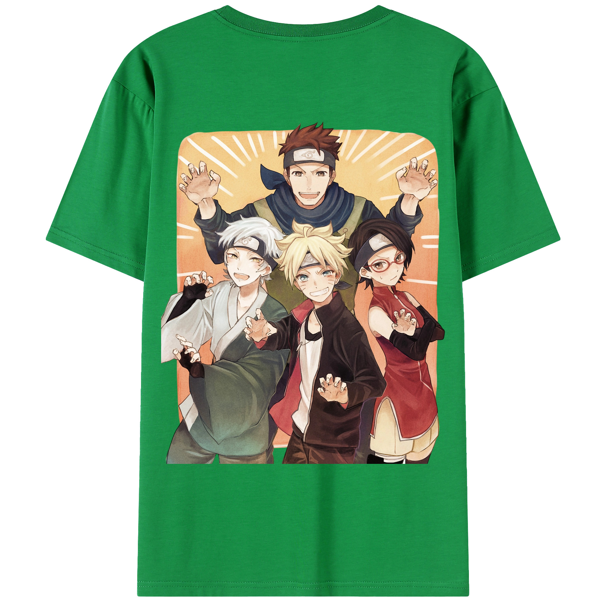 （画像用） NARUTO -ナルト- うちは サラダ Uchiha Sarada 綿100％ メンズ半袖Tシャツ（バックプリント） 通気性