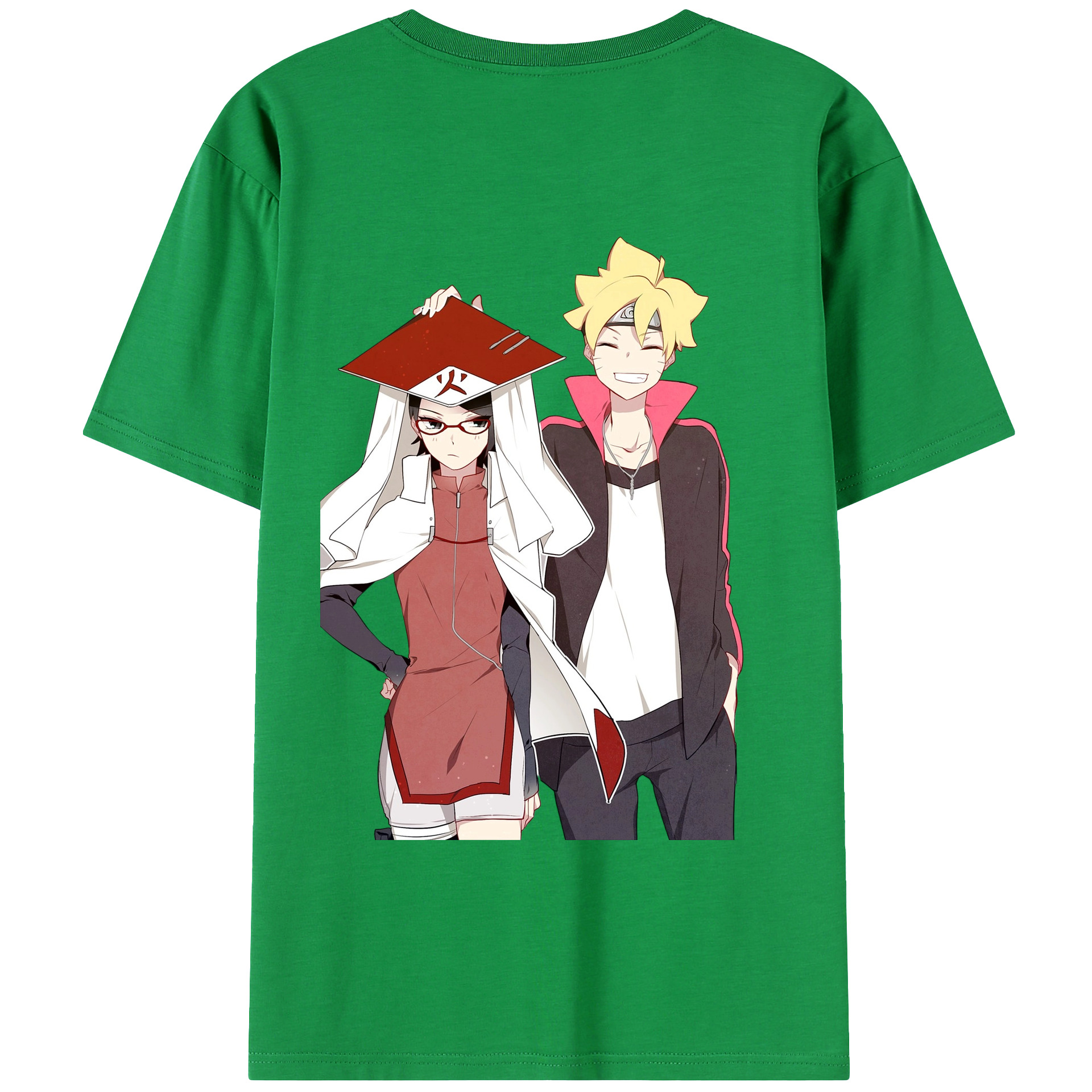 （画像用） NARUTO -ナルト- うちは サラダ Uchiha Sarada 綿100％ メンズ半袖Tシャツ（バックプリント） 通気性