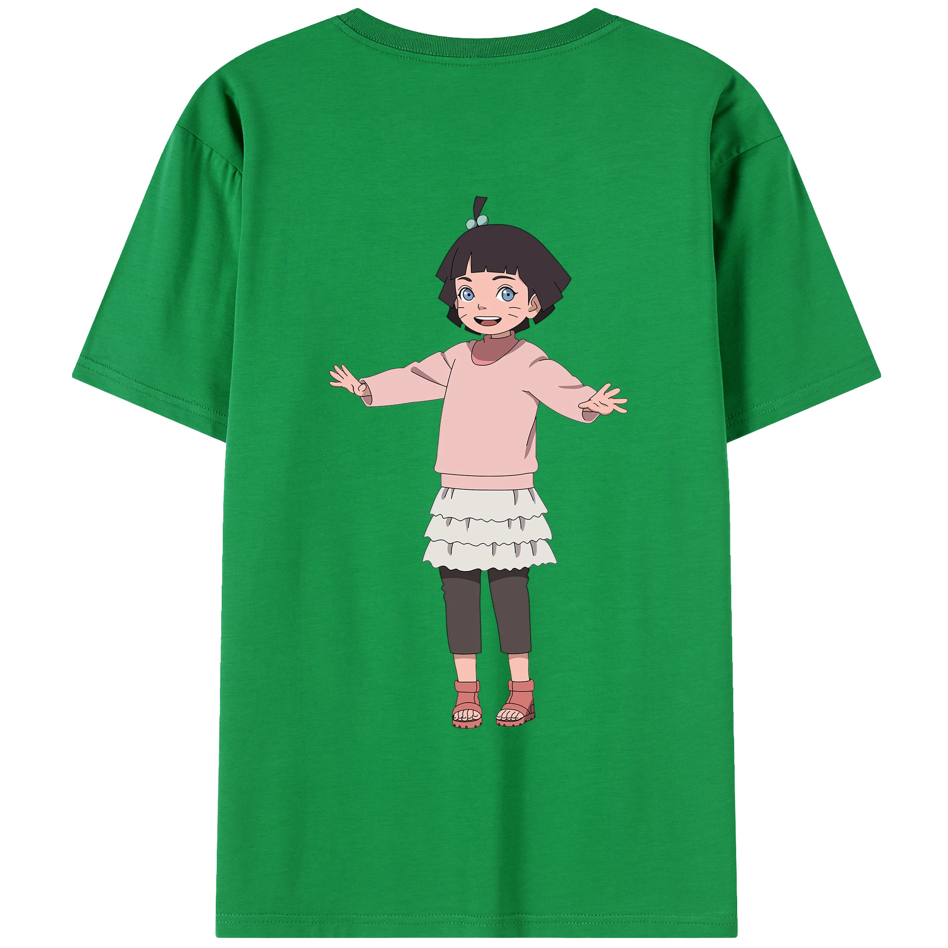 （画像用） NARUTO -ナルト- うずまき ヒマワリ Uzumaki Himawari 綿100％ メンズ半袖Tシャツ（バックプリント） 通気性