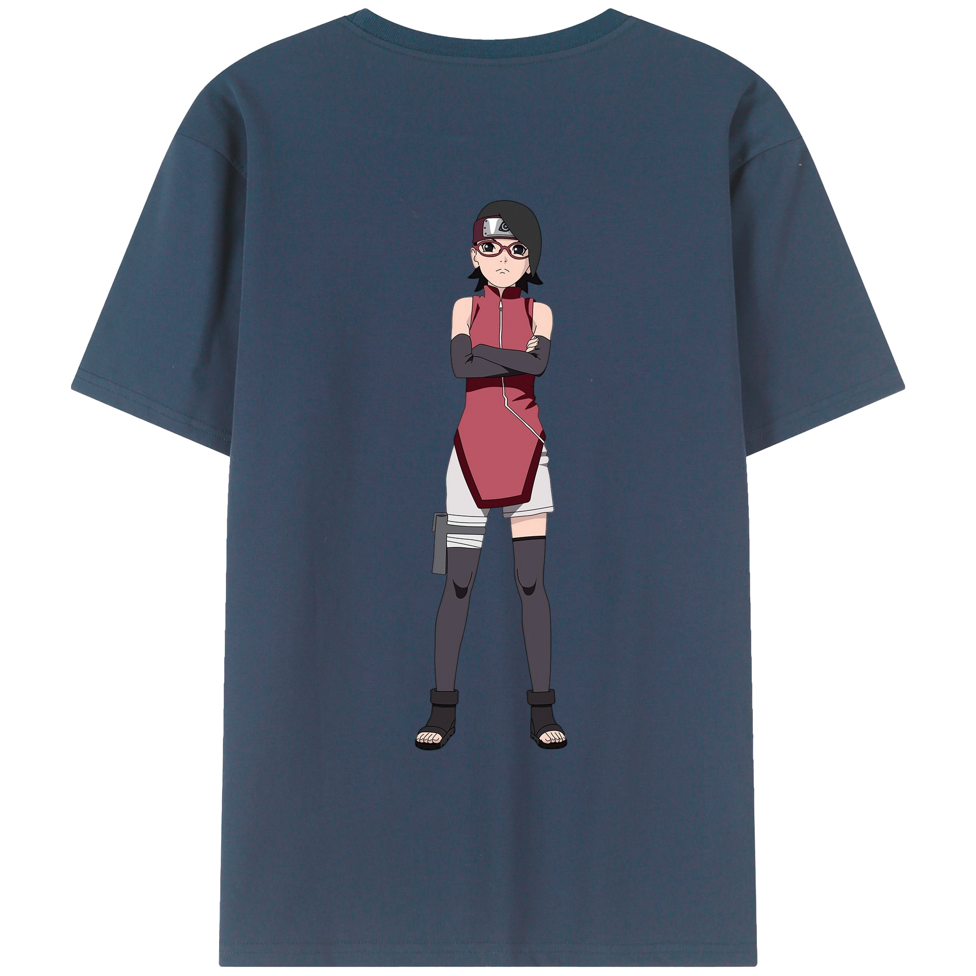 （画像用） NARUTO -ナルト- うちは サラダ Uchiha Sarada 綿100％ メンズ半袖Tシャツ（バックプリント） 通気性