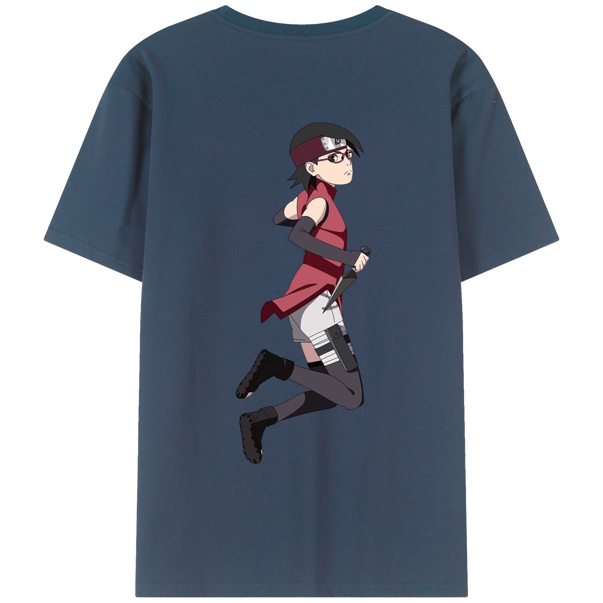 （画像用） NARUTO -ナルト- うちは サラダ Uchiha Sarada 綿100％ メンズ半袖Tシャツ（バックプリント） 通気性