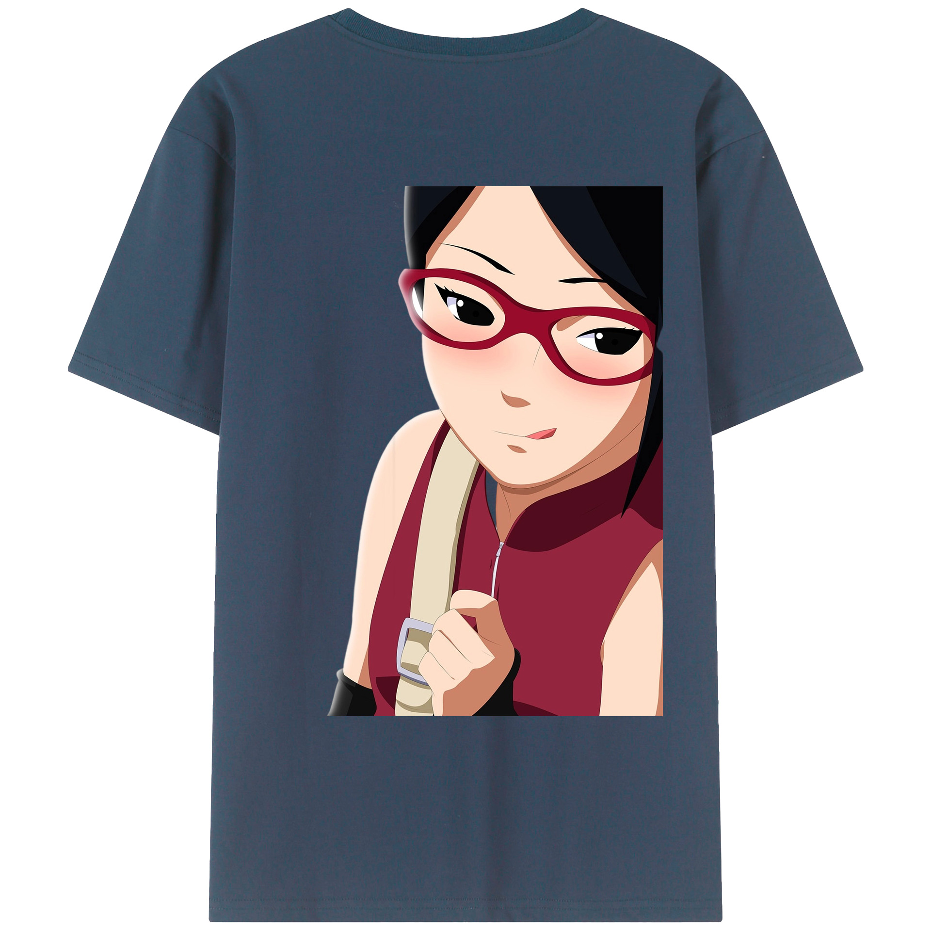 （画像用） NARUTO -ナルト- うちは サラダ Uchiha Sarada 綿100％ メンズ半袖Tシャツ（バックプリント） 通気性