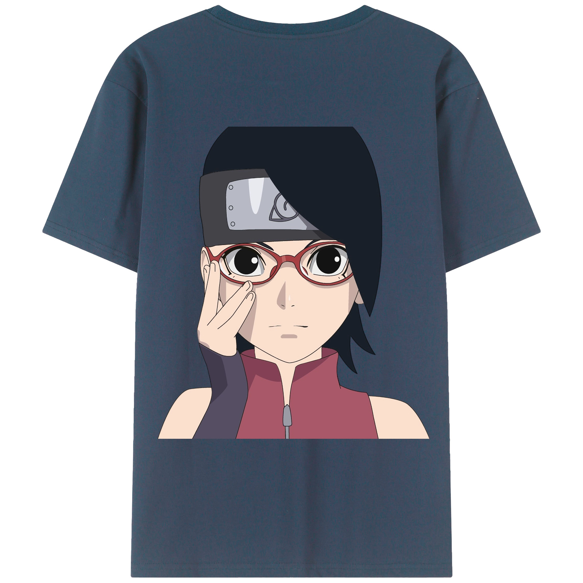 （画像用） NARUTO -ナルト- うちは サラダ Uchiha Sarada 綿100％ メンズ半袖Tシャツ（バックプリント） 通気性