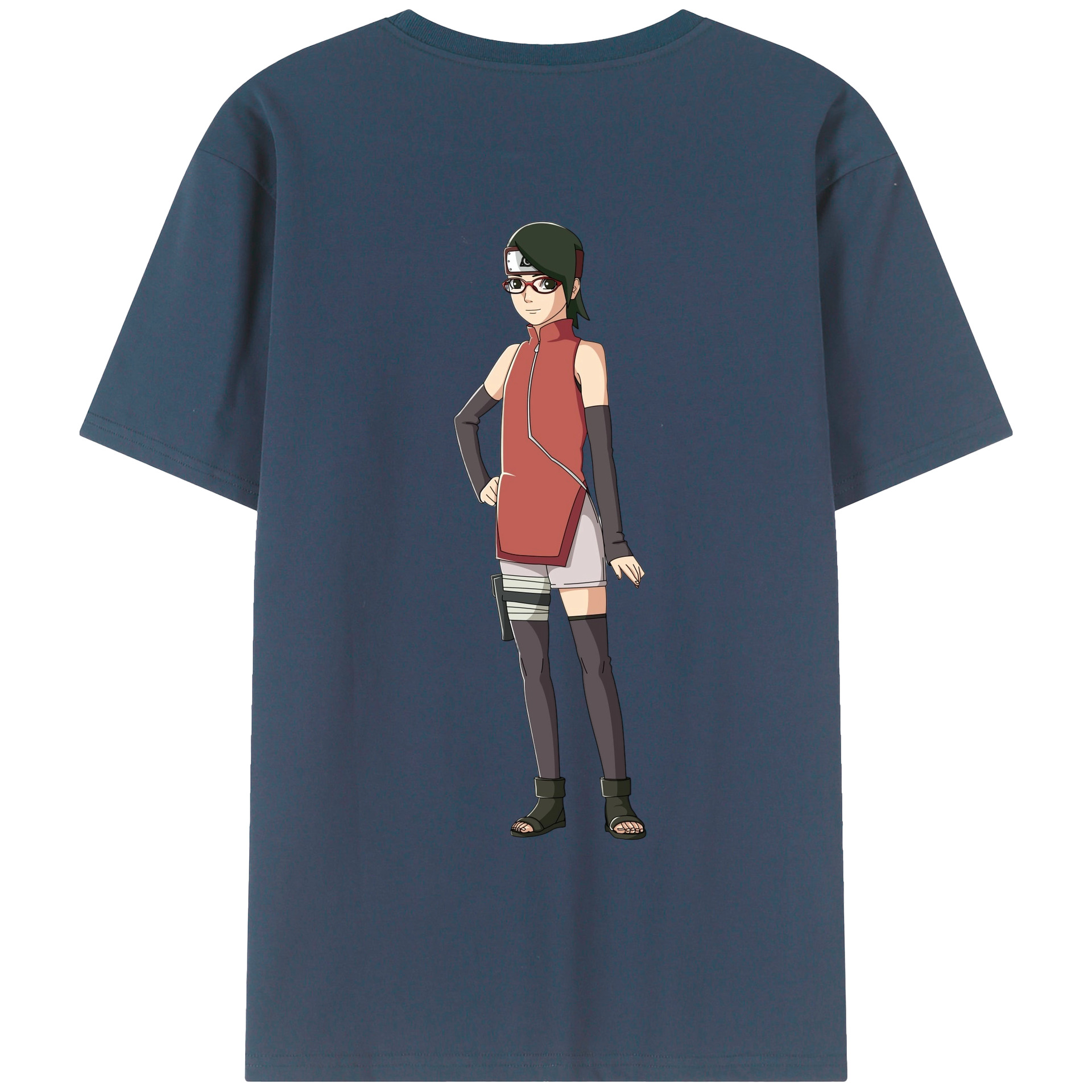 （画像用） NARUTO -ナルト- うちは サラダ Uchiha Sarada 綿100％ メンズ半袖Tシャツ（バックプリント） 通気性