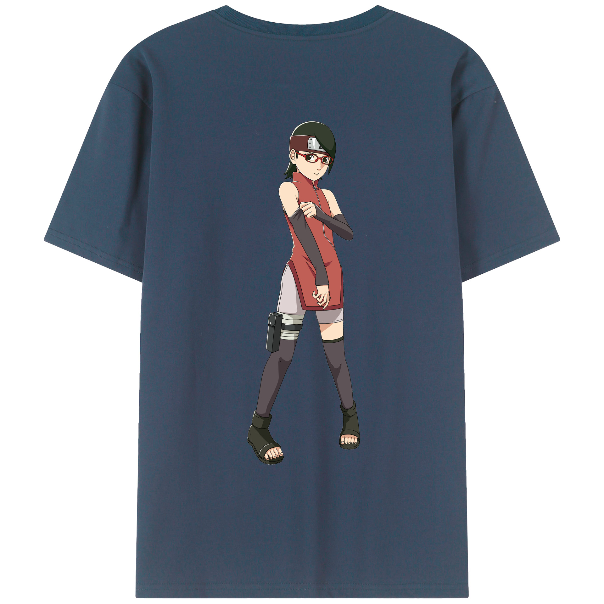 （画像用） NARUTO -ナルト- うちは サラダ Uchiha Sarada 綿100％ メンズ半袖Tシャツ（バックプリント） 通気性