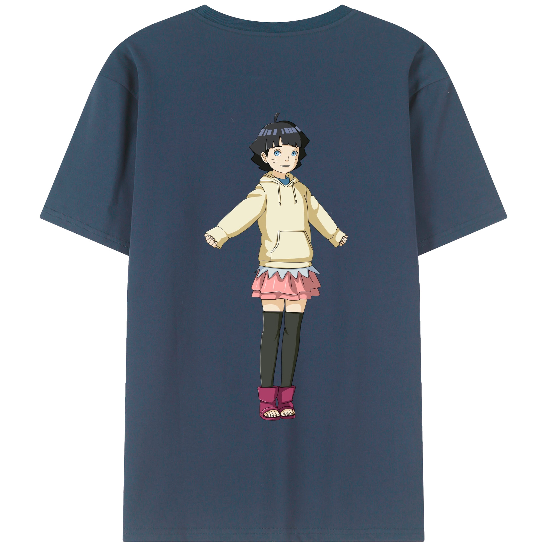（画像用） NARUTO -ナルト- うずまき ヒマワリ Uzumaki Himawari 綿100％ メンズ半袖Tシャツ（バックプリント） 通気性