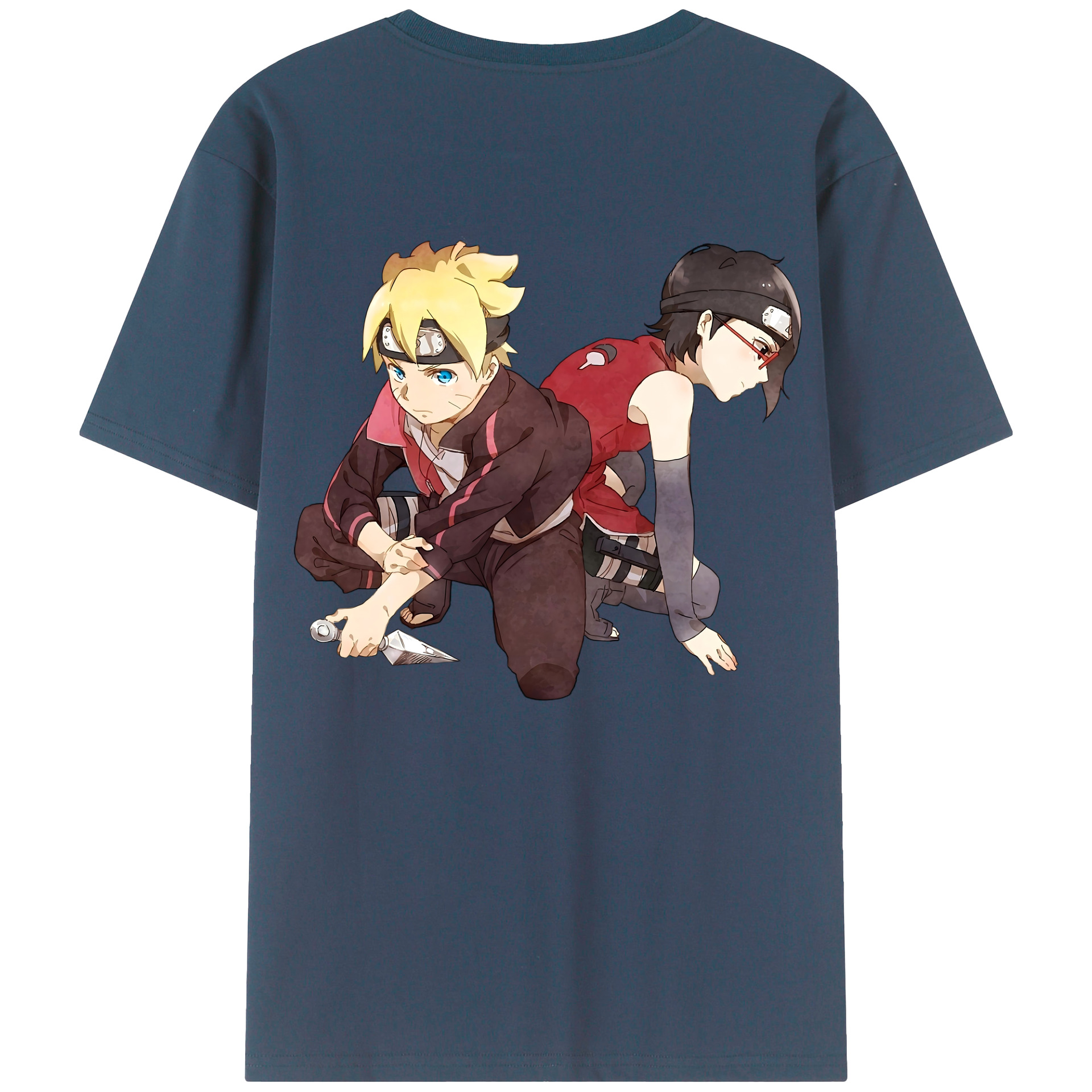 （画像用） NARUTO -ナルト- うちは サラダ Uchiha Sarada 綿100％ メンズ半袖Tシャツ（バックプリント） 通気性