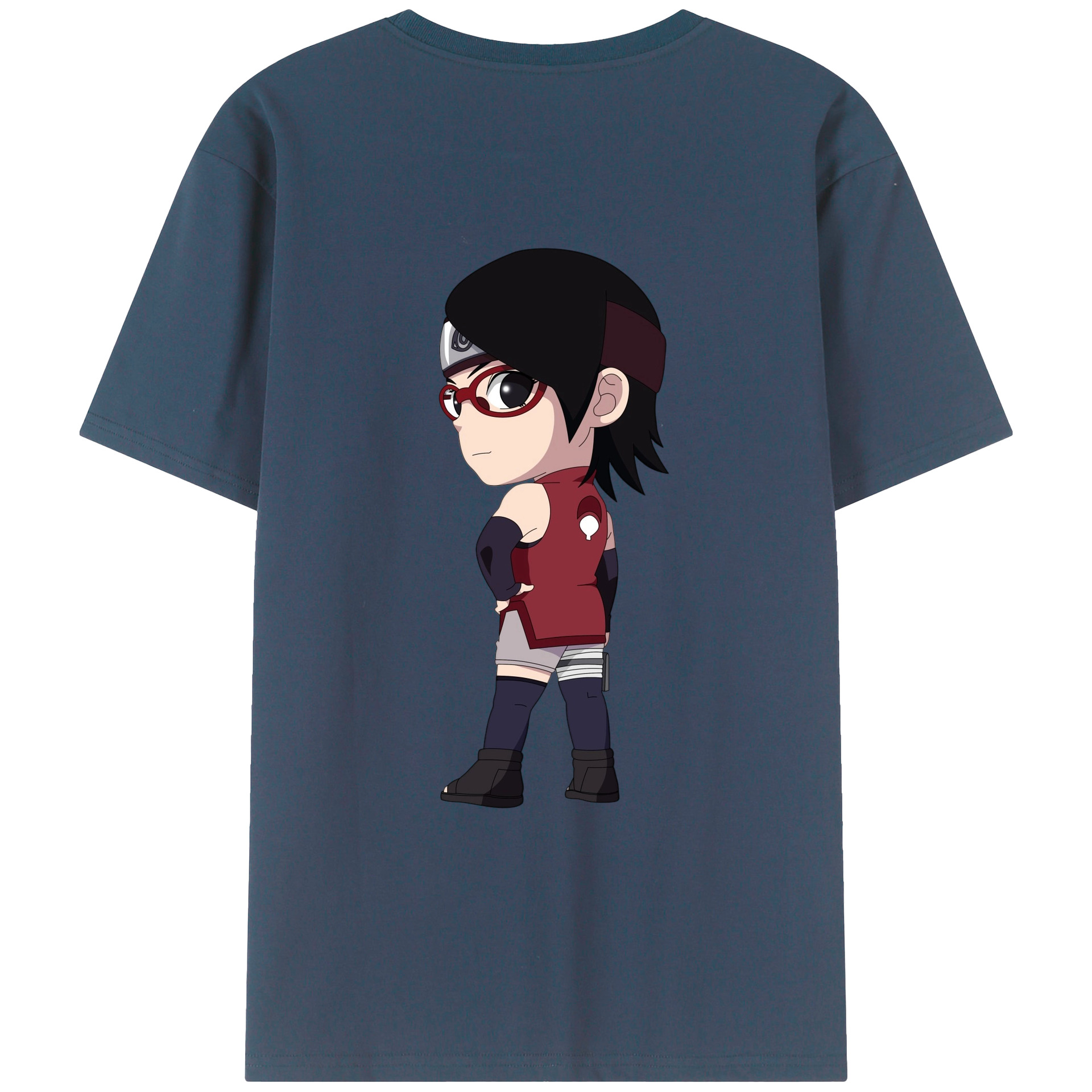 （画像用） NARUTO -ナルト- うちは サラダ Uchiha Sarada 綿100％ メンズ半袖Tシャツ（バックプリント） 通気性