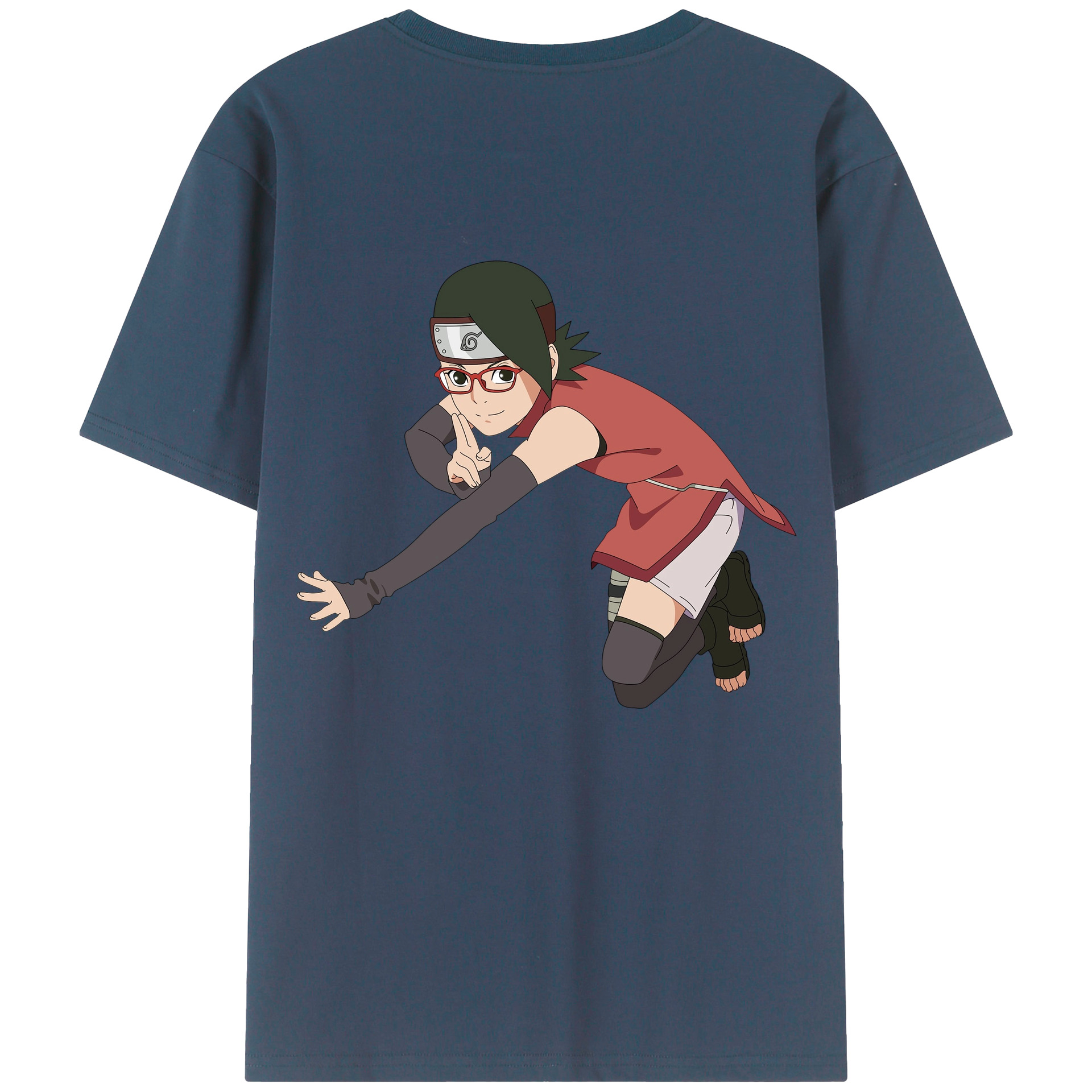 （画像用） NARUTO -ナルト- うちは サラダ Uchiha Sarada 綿100％ メンズ半袖Tシャツ（バックプリント） 通気性