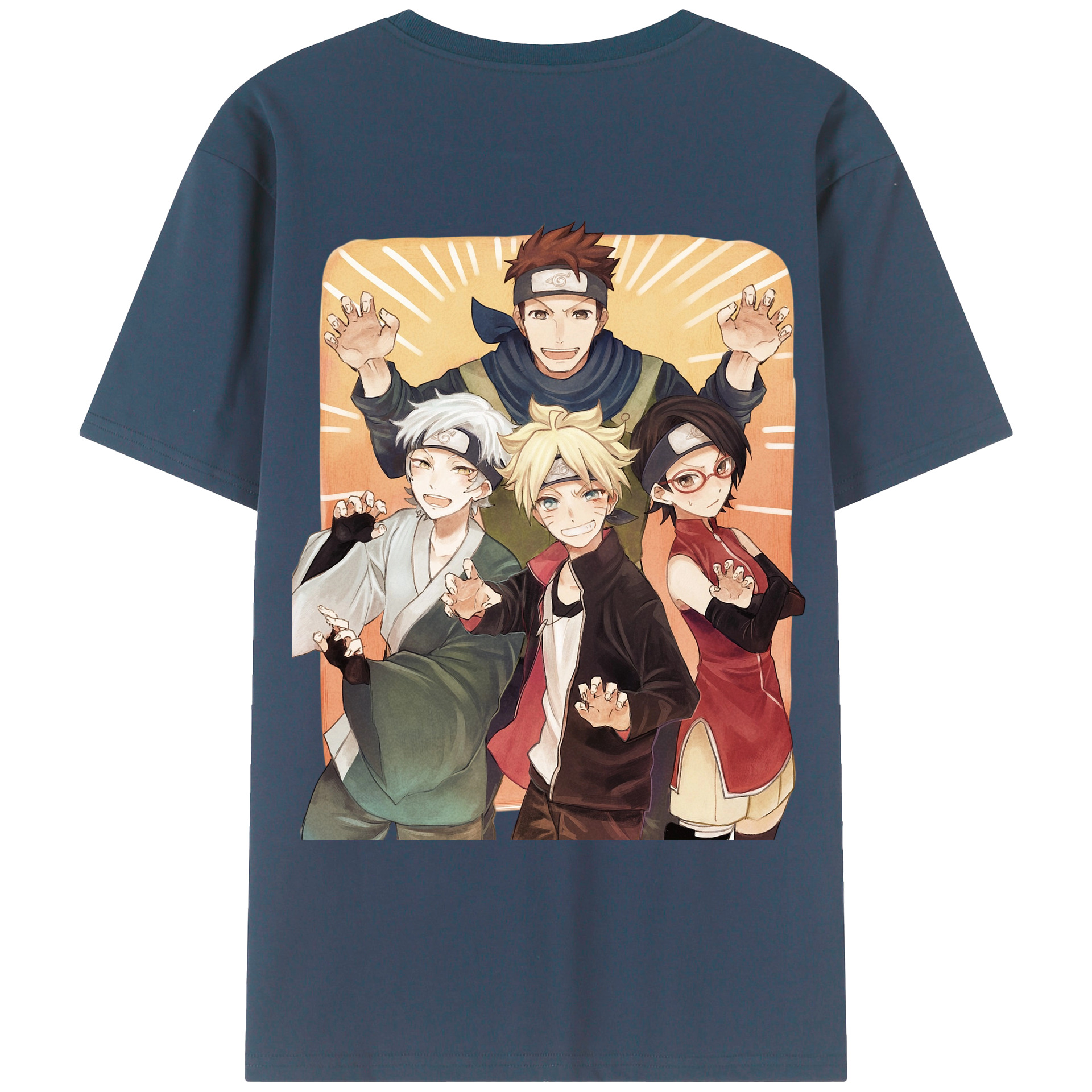 （画像用） NARUTO -ナルト- うちは サラダ Uchiha Sarada 綿100％ メンズ半袖Tシャツ（バックプリント） 通気性
