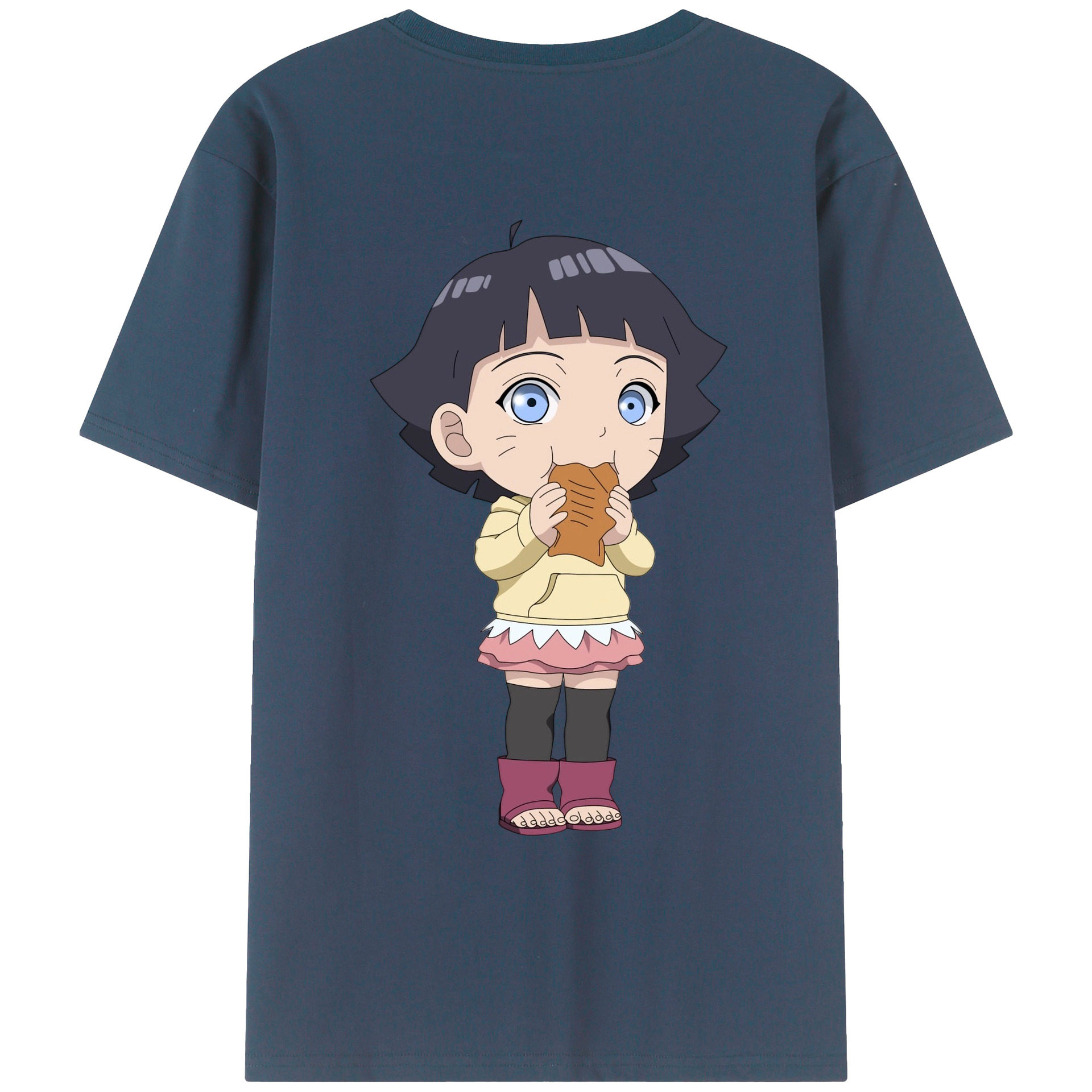 （画像用） NARUTO -ナルト- うずまき ヒマワリ Uzumaki Himawari 綿100％ メンズ半袖Tシャツ（バックプリント） 通気性