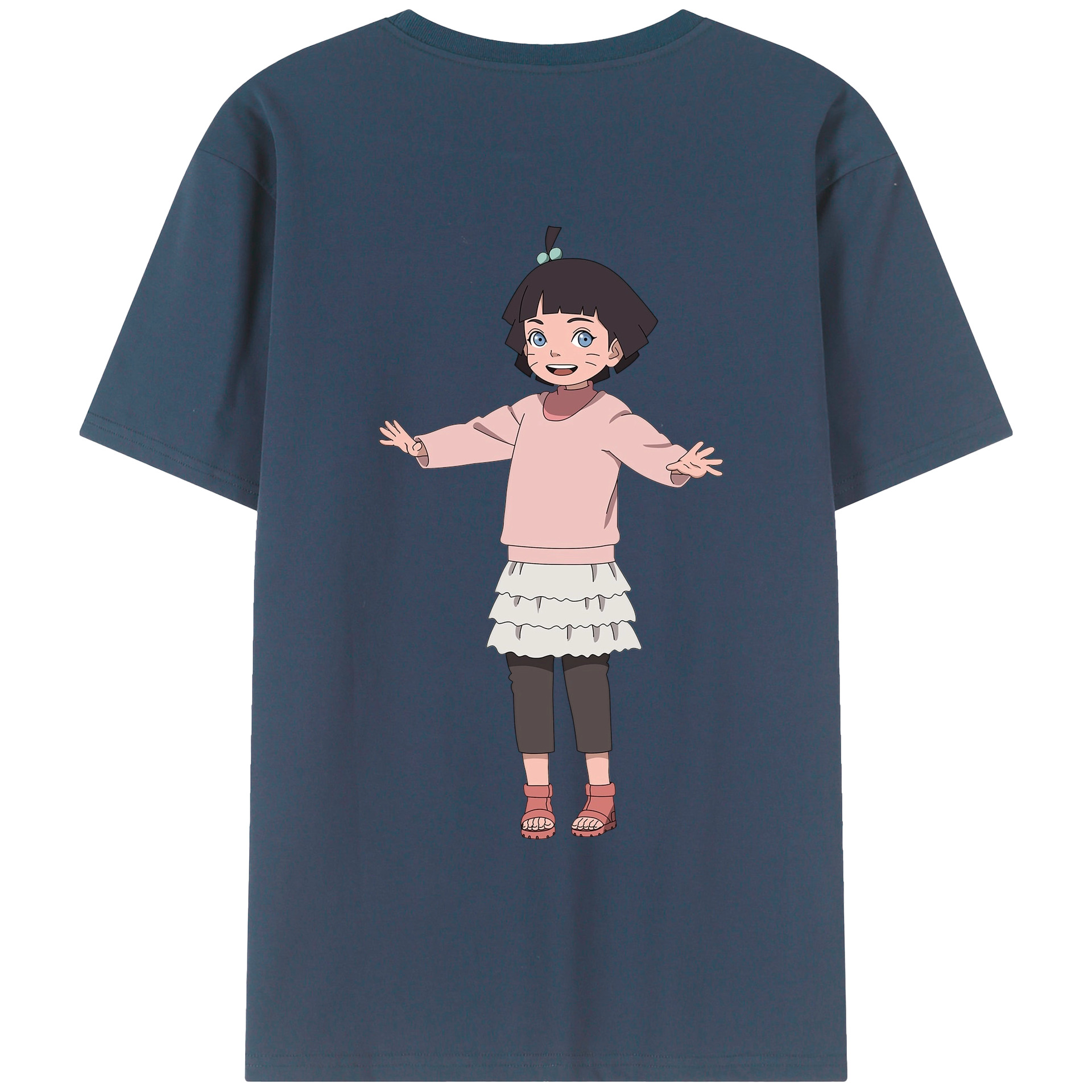 （画像用） NARUTO -ナルト- うずまき ヒマワリ Uzumaki Himawari 綿100％ メンズ半袖Tシャツ（バックプリント） 通気性