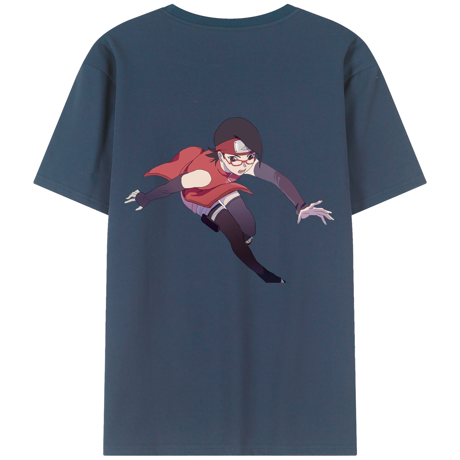 （画像用） NARUTO -ナルト- うちは サラダ Uchiha Sarada 綿100％ メンズ半袖Tシャツ（バックプリント） 通気性
