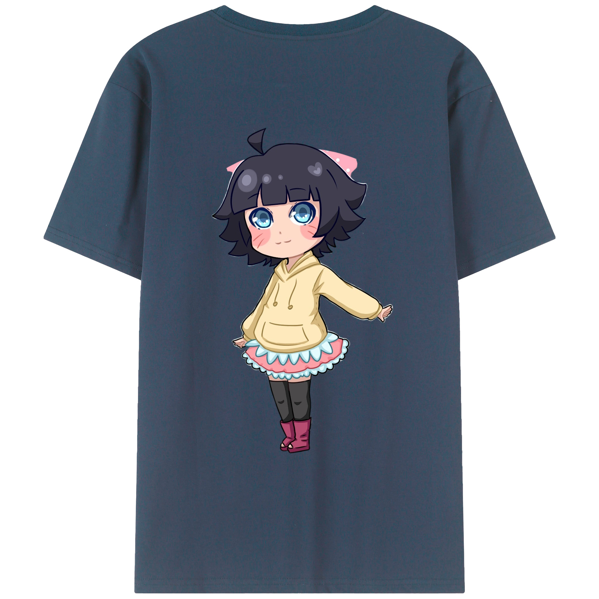 （画像用） NARUTO -ナルト- うずまき ヒマワリ Uzumaki Himawari 綿100％ メンズ半袖Tシャツ（バックプリント） 通気性
