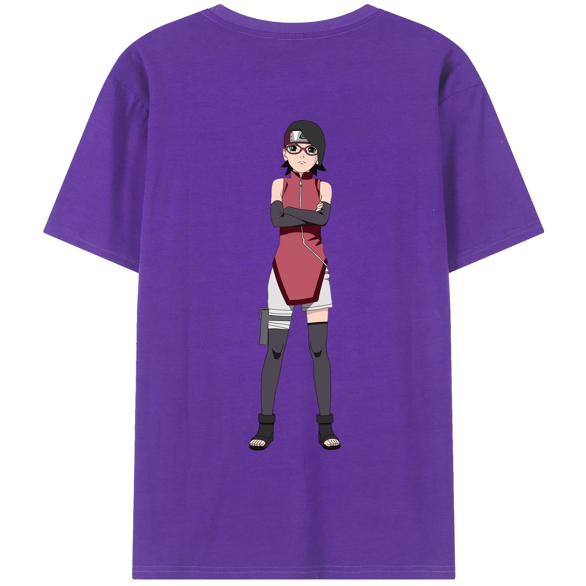 （画像用） NARUTO -ナルト- うちは サラダ Uchiha Sarada 綿100％ メンズ半袖Tシャツ（バックプリント） 通気性
