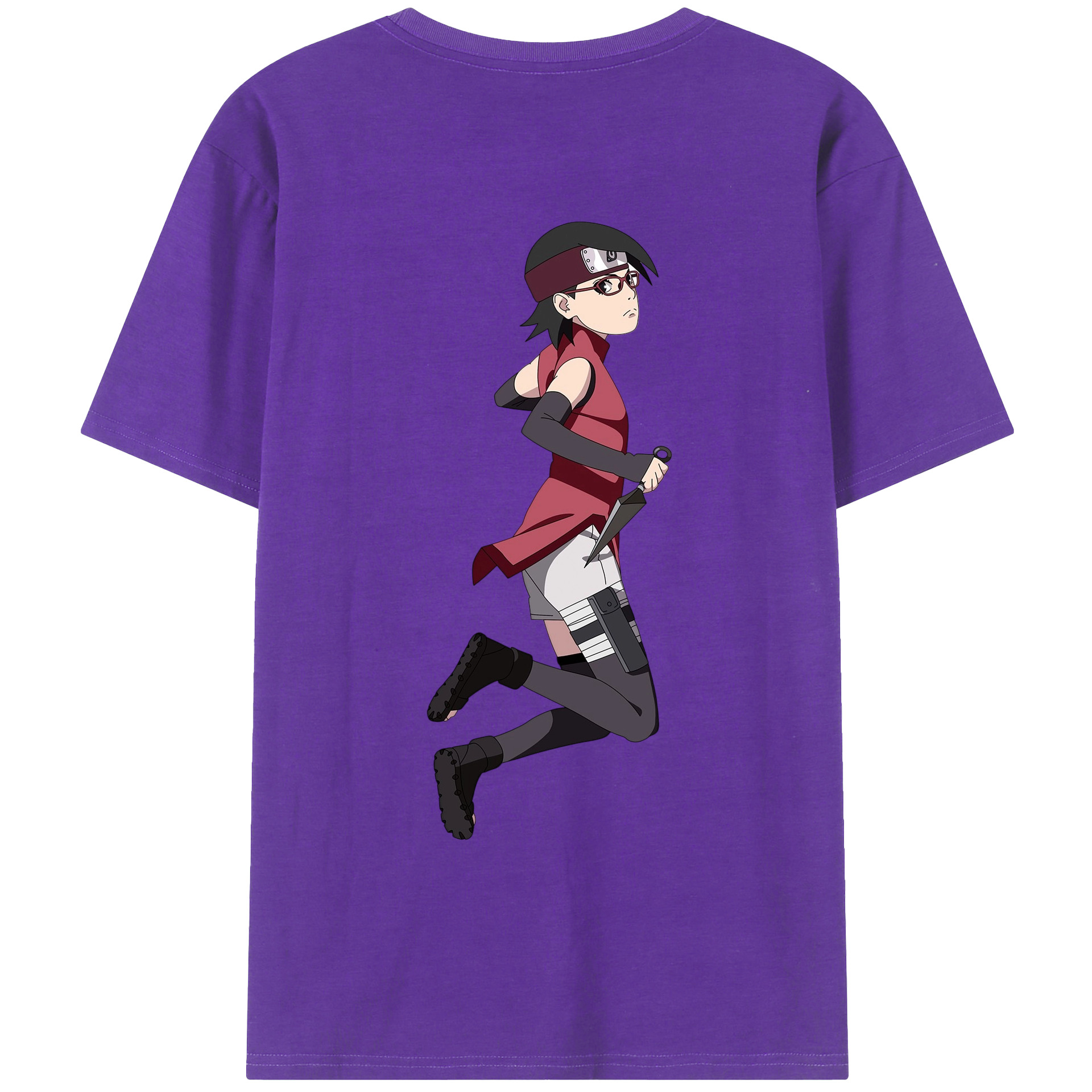 （画像用） NARUTO -ナルト- うちは サラダ Uchiha Sarada 綿100％ メンズ半袖Tシャツ（バックプリント） 通気性