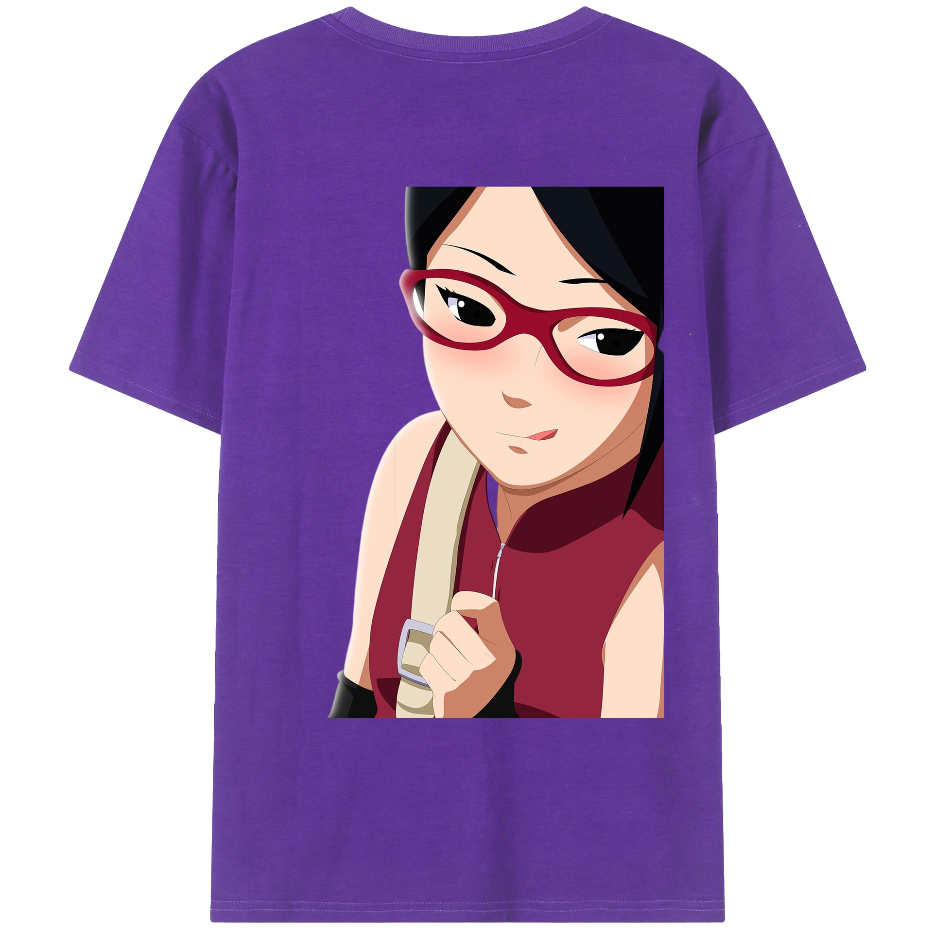 （画像用） NARUTO -ナルト- うちは サラダ Uchiha Sarada 綿100％ メンズ半袖Tシャツ（バックプリント） 通気性