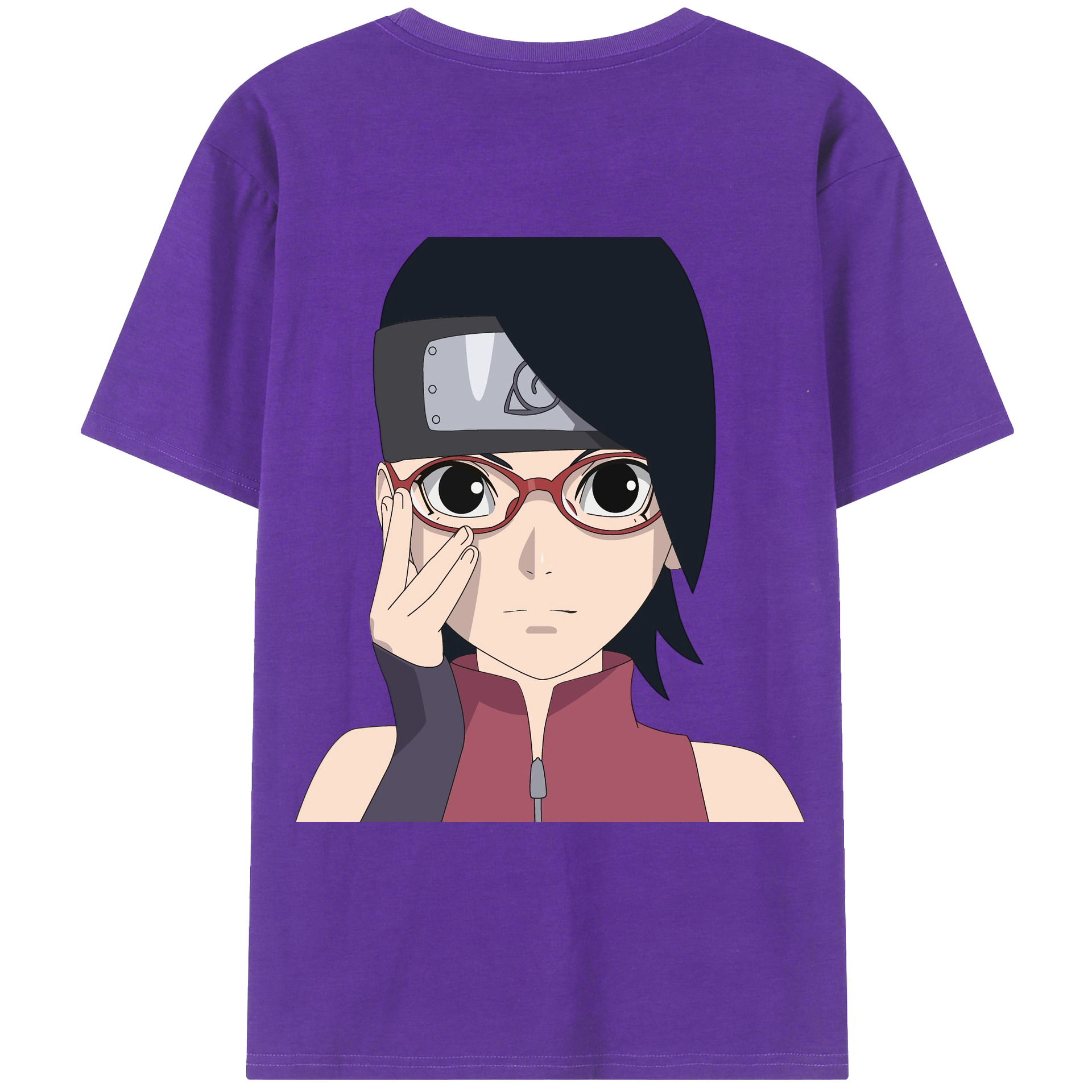 （画像用） NARUTO -ナルト- うちは サラダ Uchiha Sarada 綿100％ メンズ半袖Tシャツ（バックプリント） 通気性