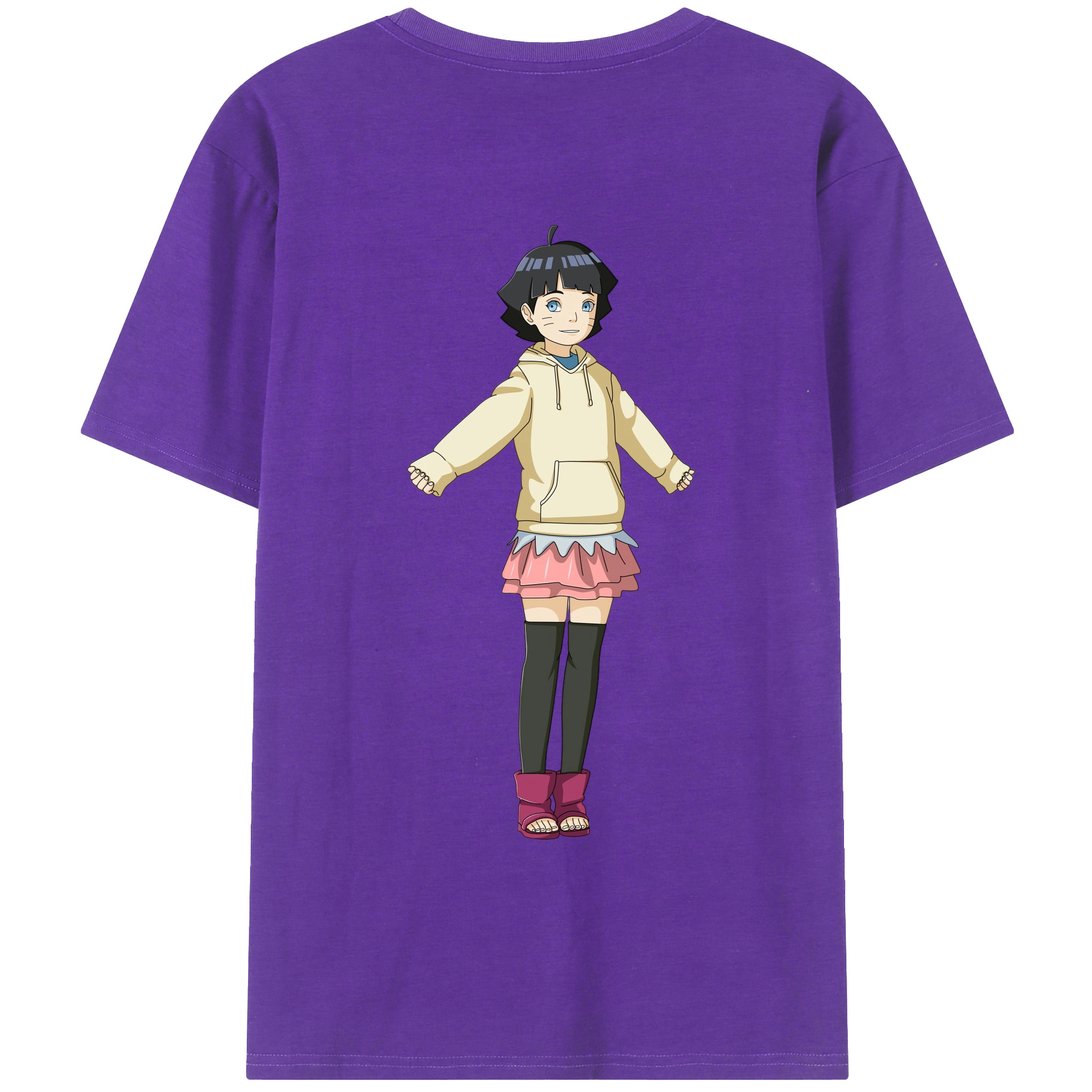（画像用） NARUTO -ナルト- うずまき ヒマワリ Uzumaki Himawari 綿100％ メンズ半袖Tシャツ（バックプリント） 通気性