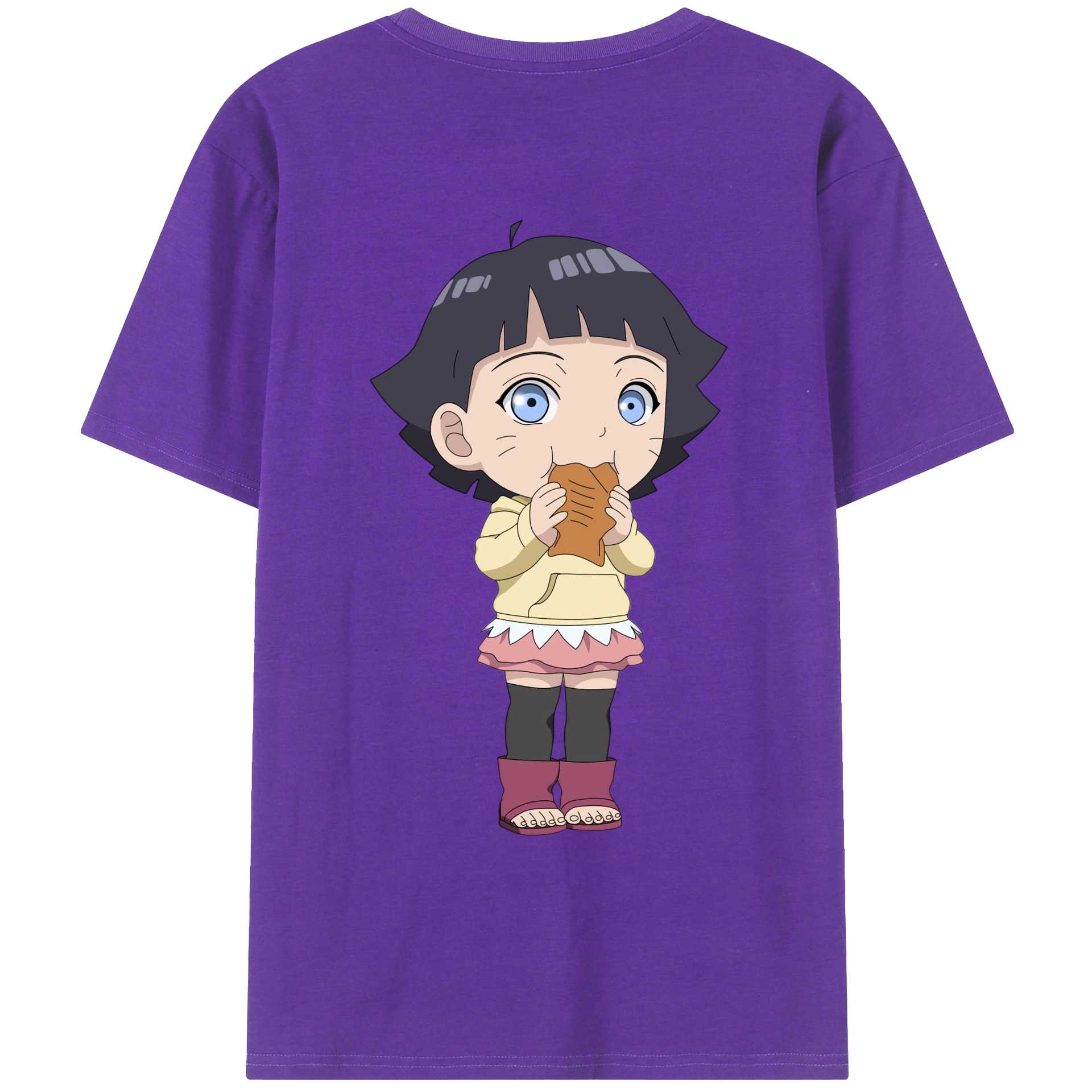 （画像用） NARUTO -ナルト- うずまき ヒマワリ Uzumaki Himawari 綿100％ メンズ半袖Tシャツ（バックプリント） 通気性