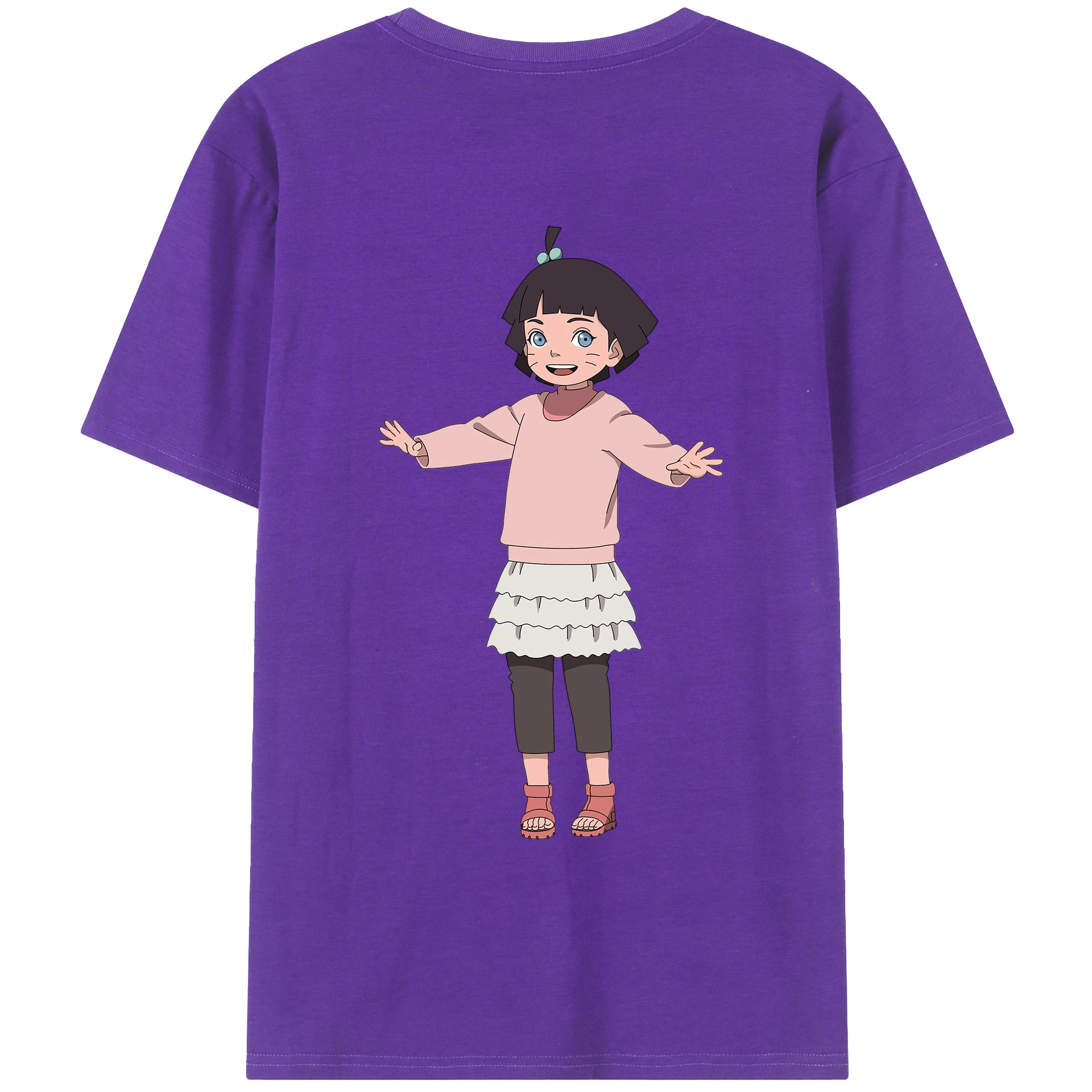 （画像用） NARUTO -ナルト- うずまき ヒマワリ Uzumaki Himawari 綿100％ メンズ半袖Tシャツ（バックプリント） 通気性