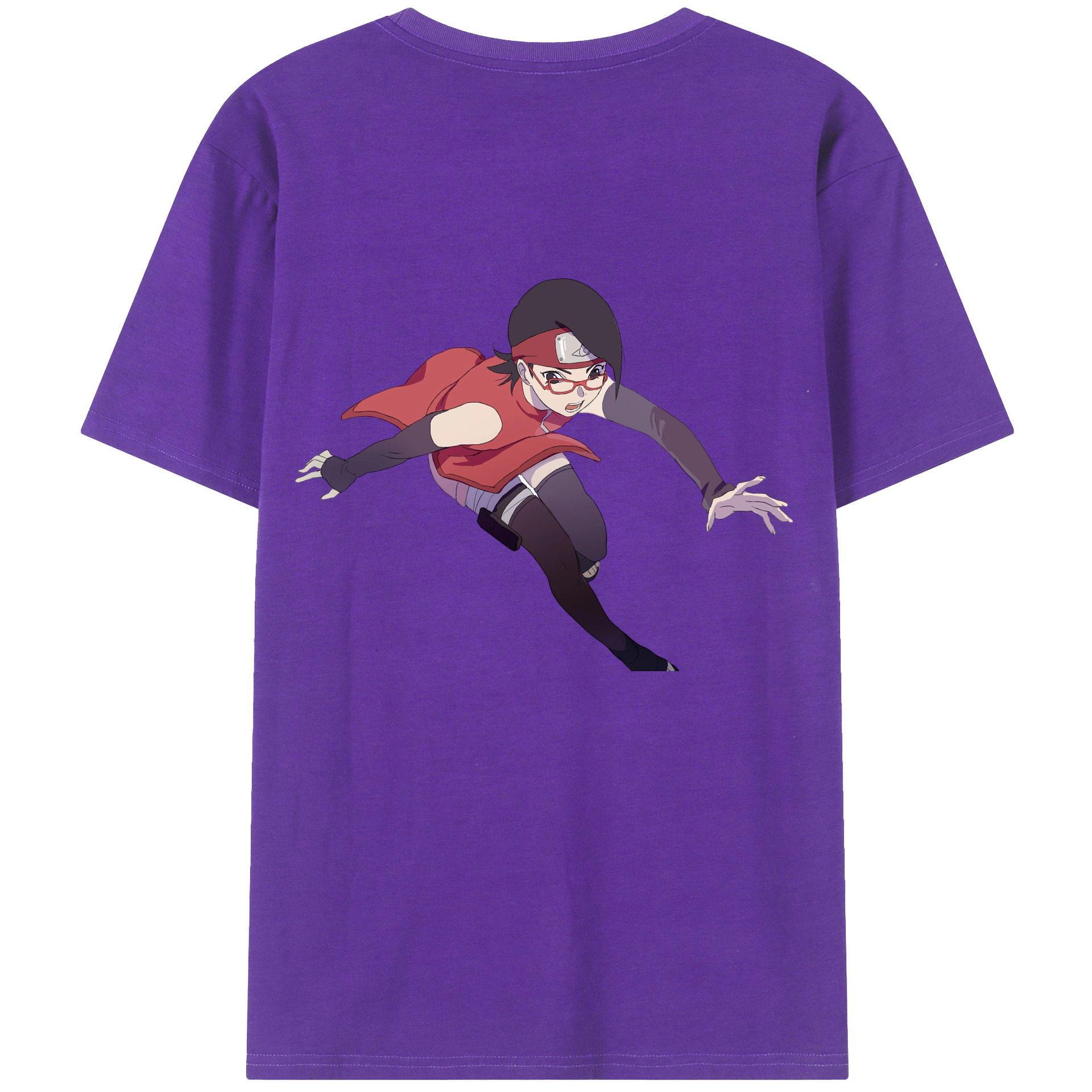 （画像用） NARUTO -ナルト- うちは サラダ Uchiha Sarada 綿100％ メンズ半袖Tシャツ（バックプリント） 通気性