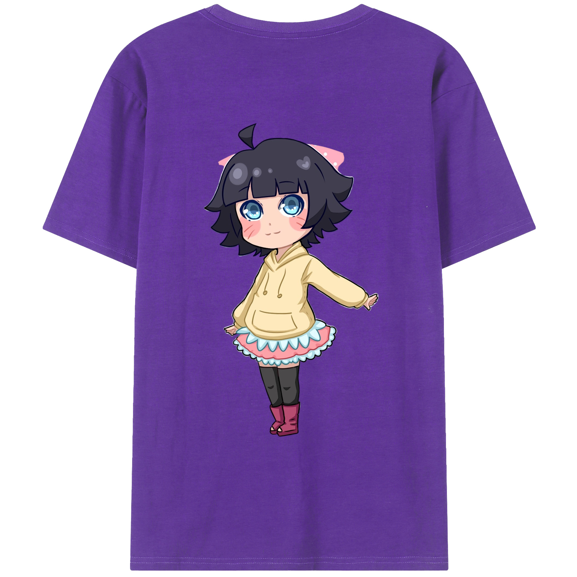（画像用） NARUTO -ナルト- うずまき ヒマワリ Uzumaki Himawari 綿100％ メンズ半袖Tシャツ（バックプリント） 通気性