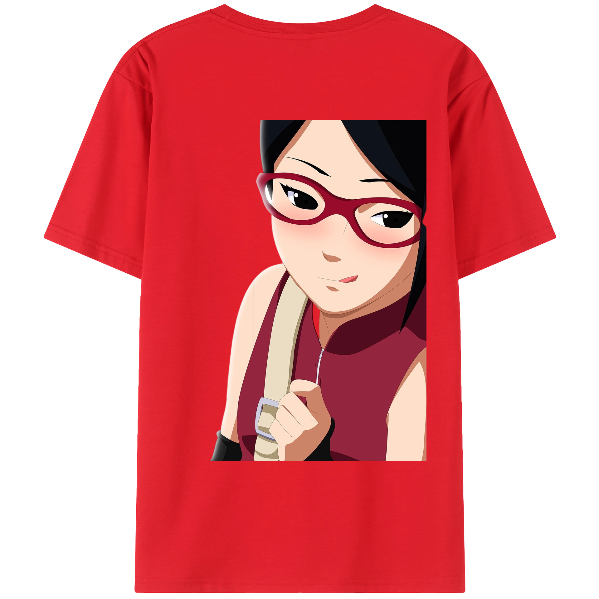 （画像用） NARUTO -ナルト- うちは サラダ Uchiha Sarada 綿100％ メンズ半袖Tシャツ（バックプリント） 通気性