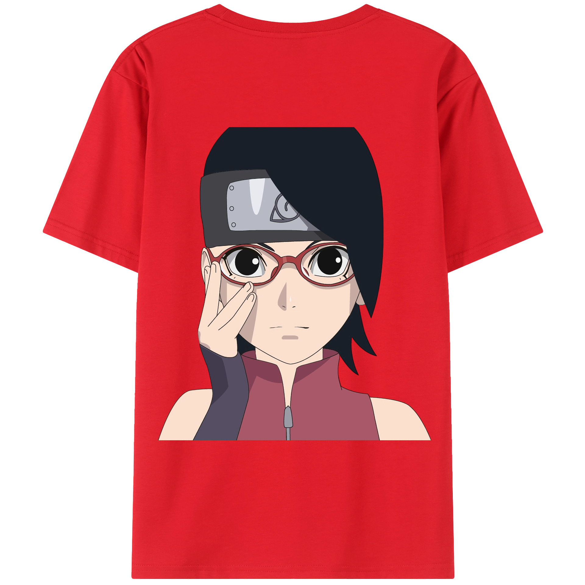 （画像用） NARUTO -ナルト- うちは サラダ Uchiha Sarada 綿100％ メンズ半袖Tシャツ（バックプリント） 通気性