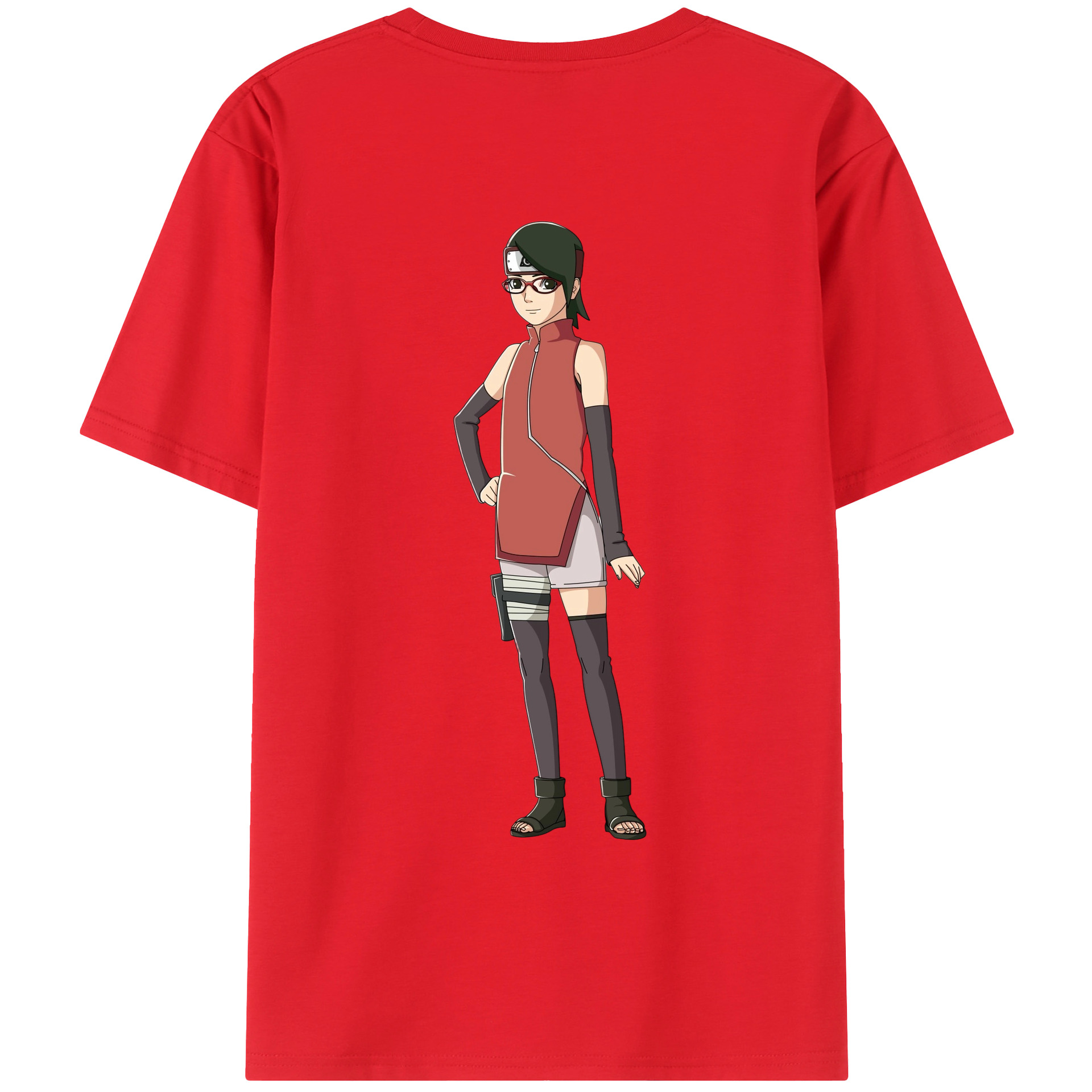 （画像用） NARUTO -ナルト- うちは サラダ Uchiha Sarada 綿100％ メンズ半袖Tシャツ（バックプリント） 通気性